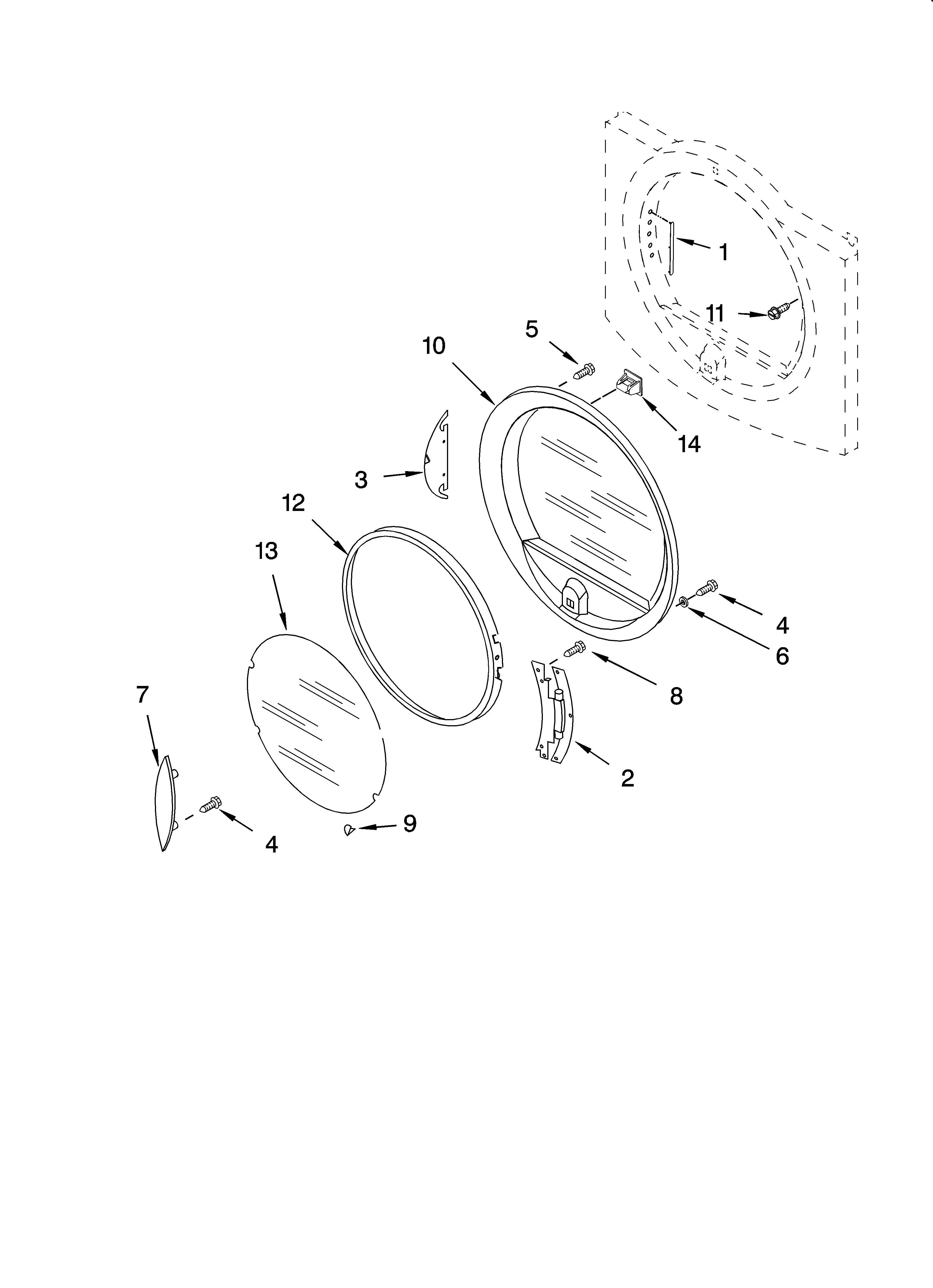 Kenmore 11095874402 door parts, optional parts (not included) diagram