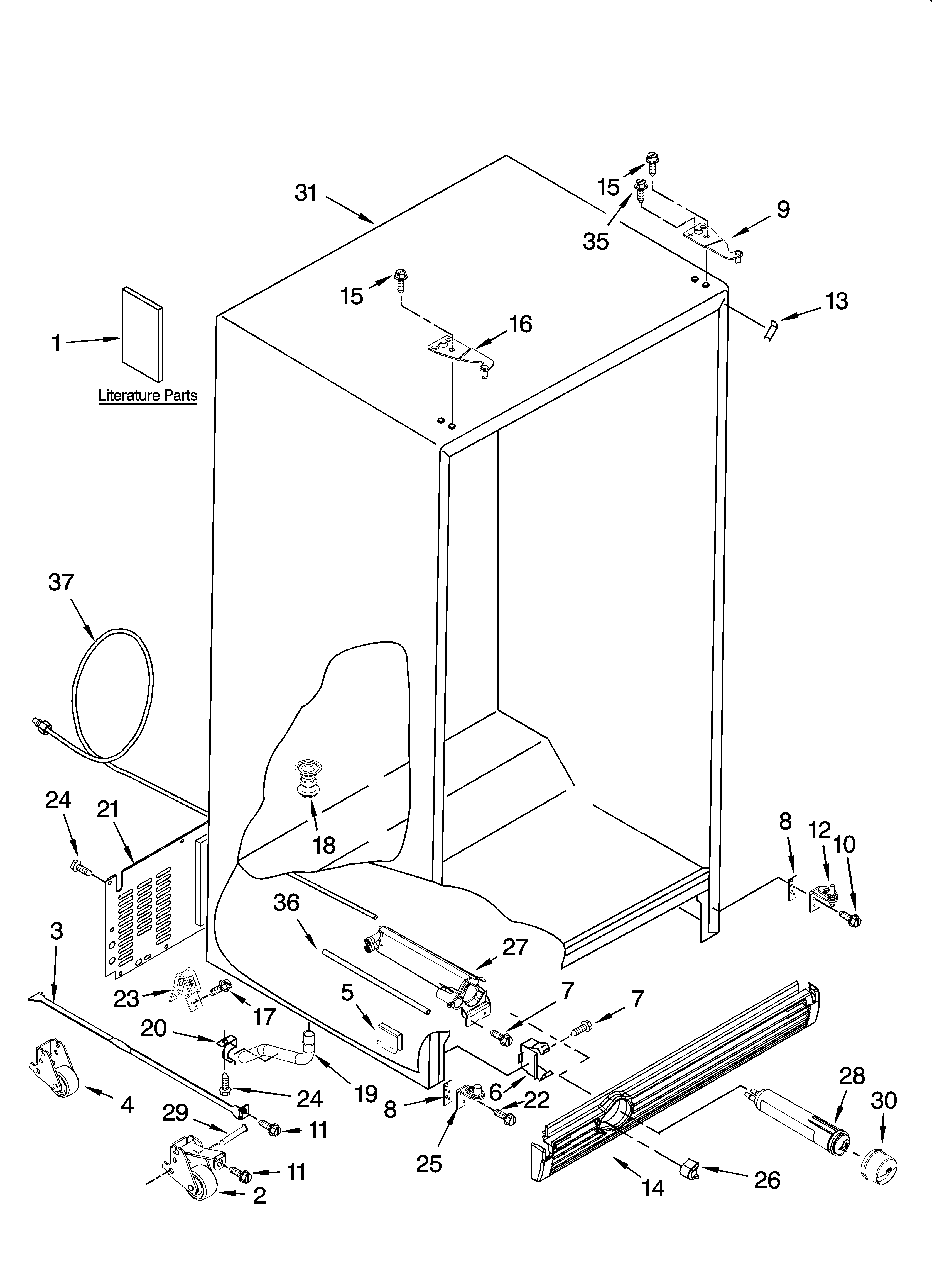 Kenmore Elite 10644022600 cabinet parts diagram