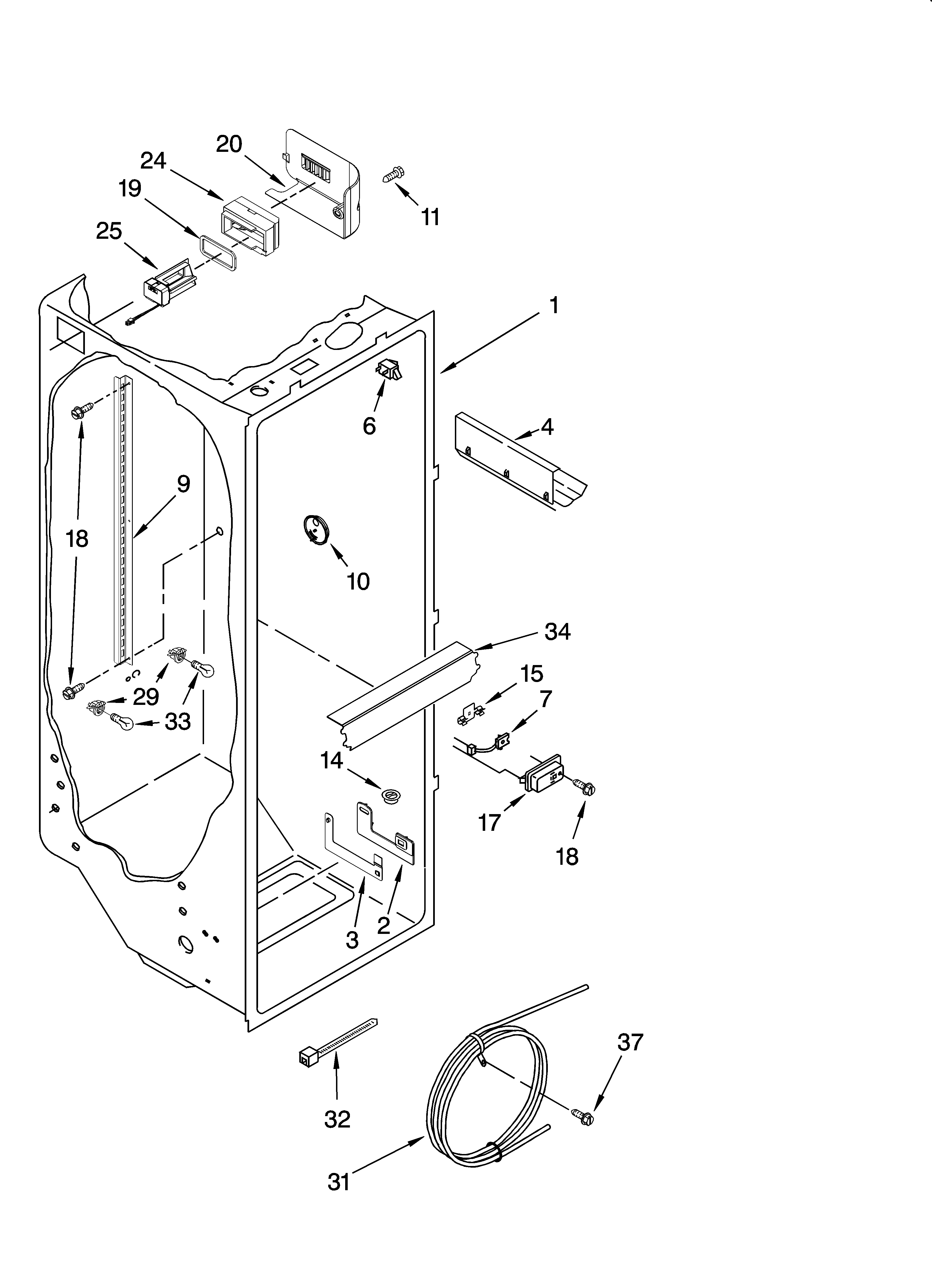 Kenmore Elite 10644022600 refrigerator liner parts diagram