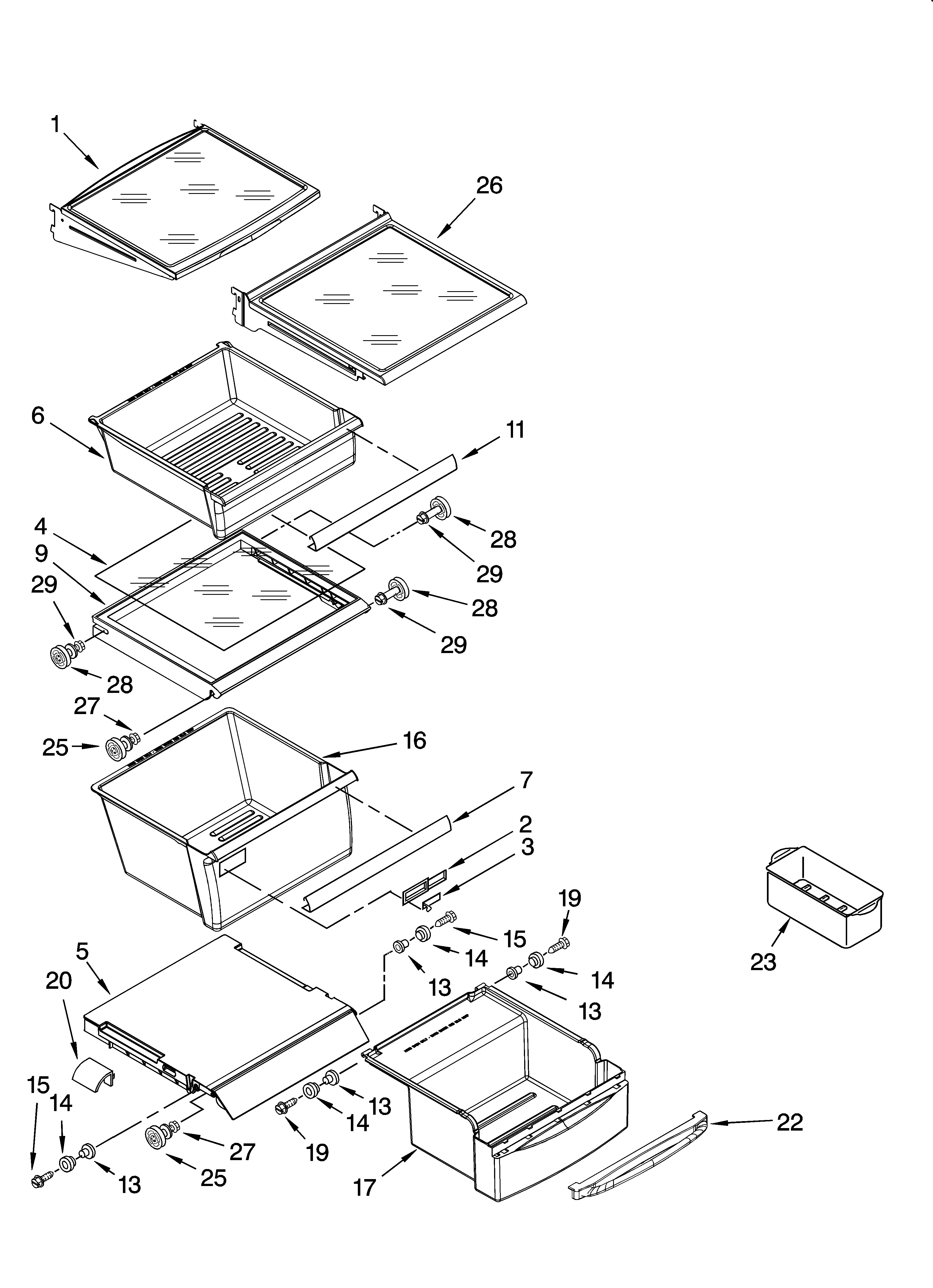 Kenmore Elite 10644022600 refrigerator shelf parts diagram
