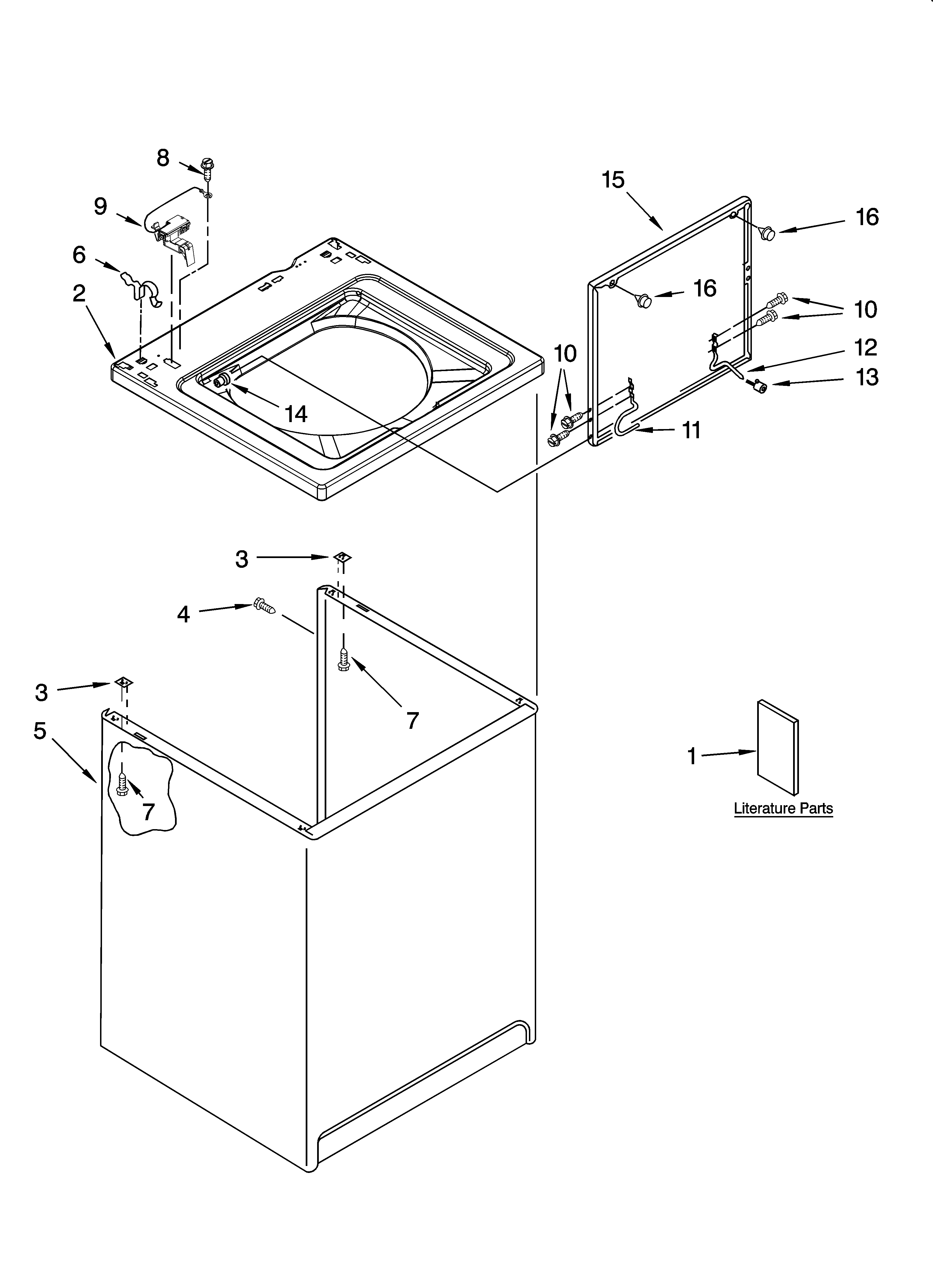 Kenmore 11027322600 top and cabinet parts diagram