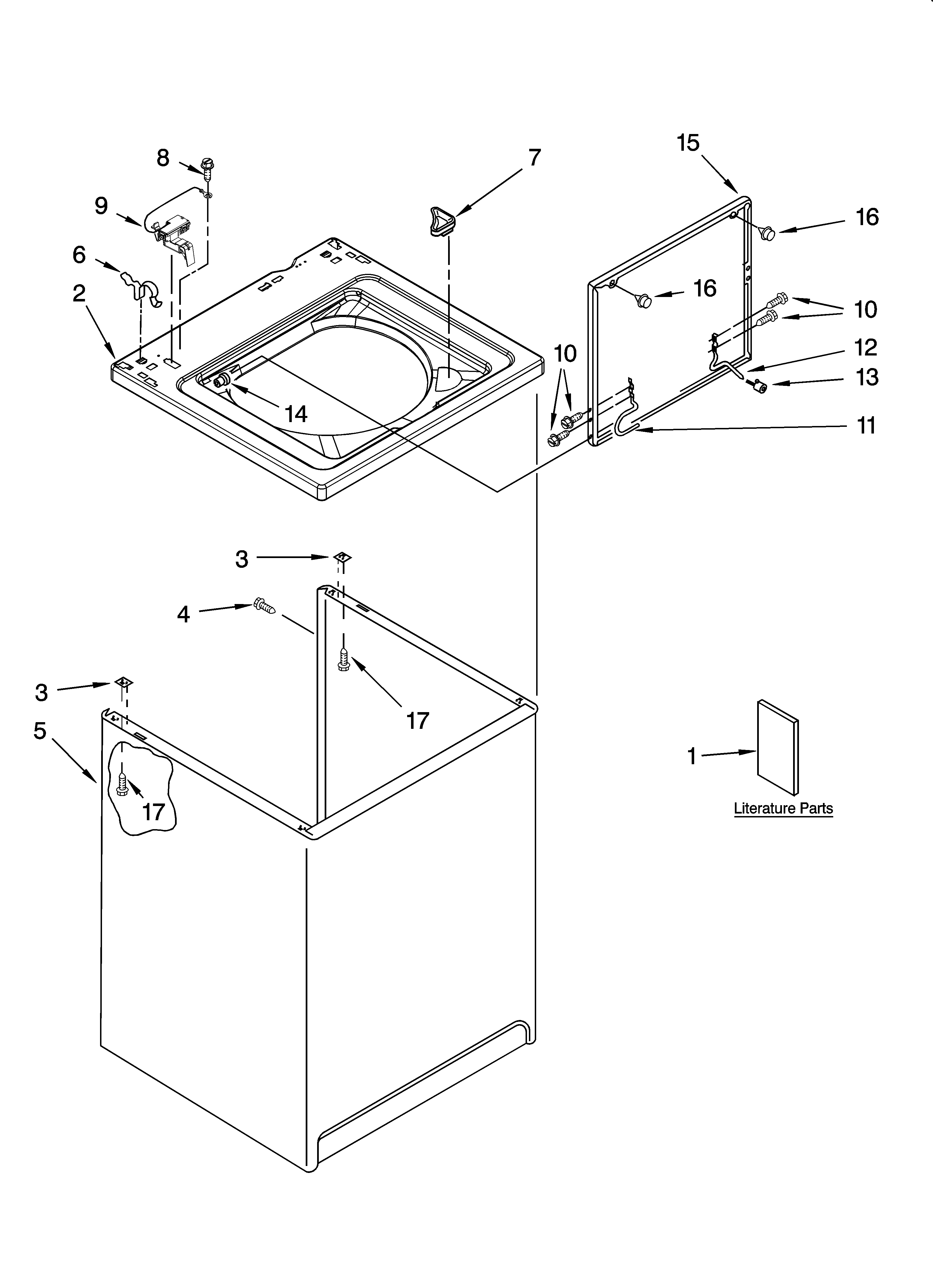 Kenmore 11027522600 top and cabinet parts diagram