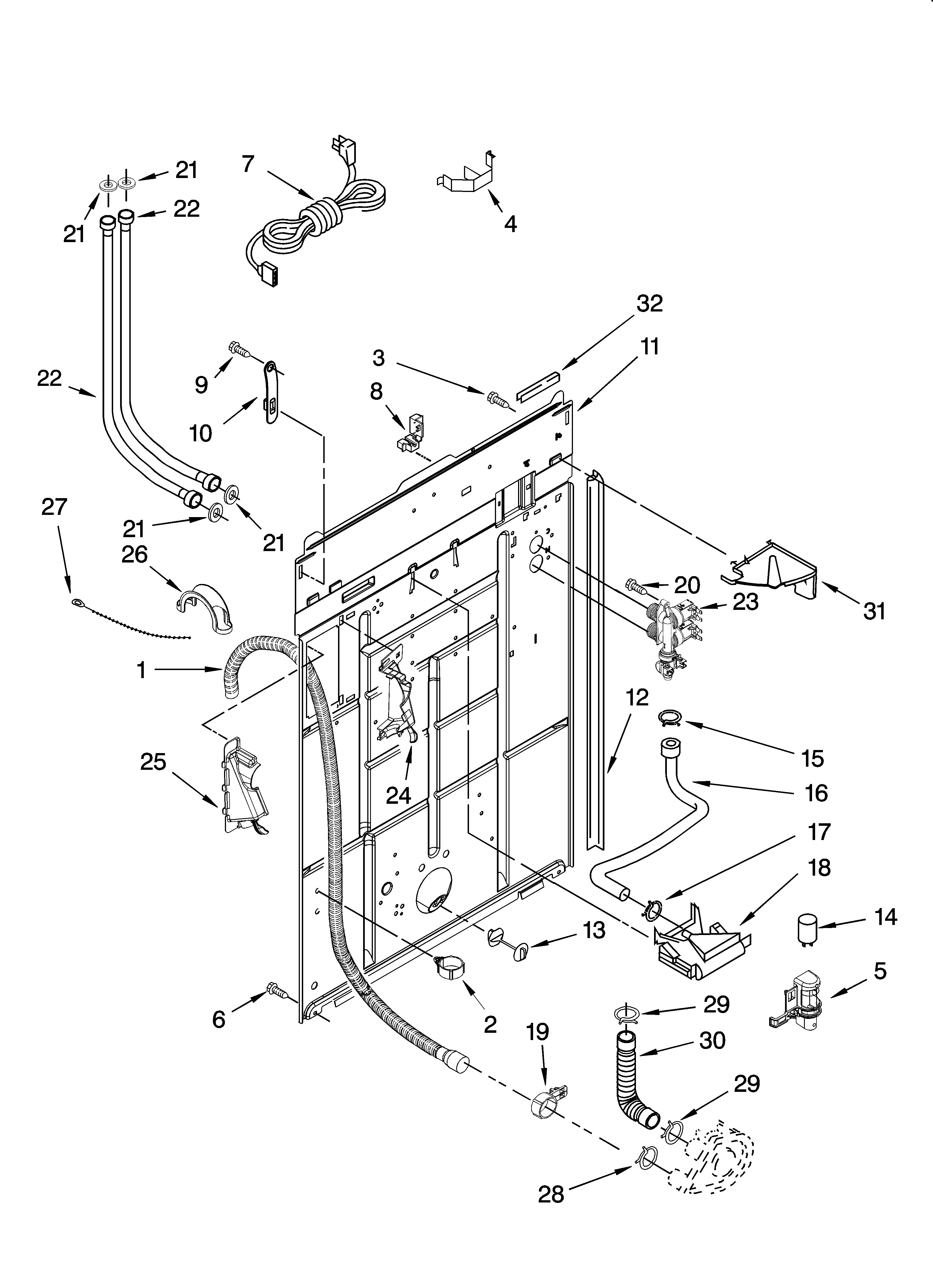 Kenmore 11027632600 rear panel parts diagram
