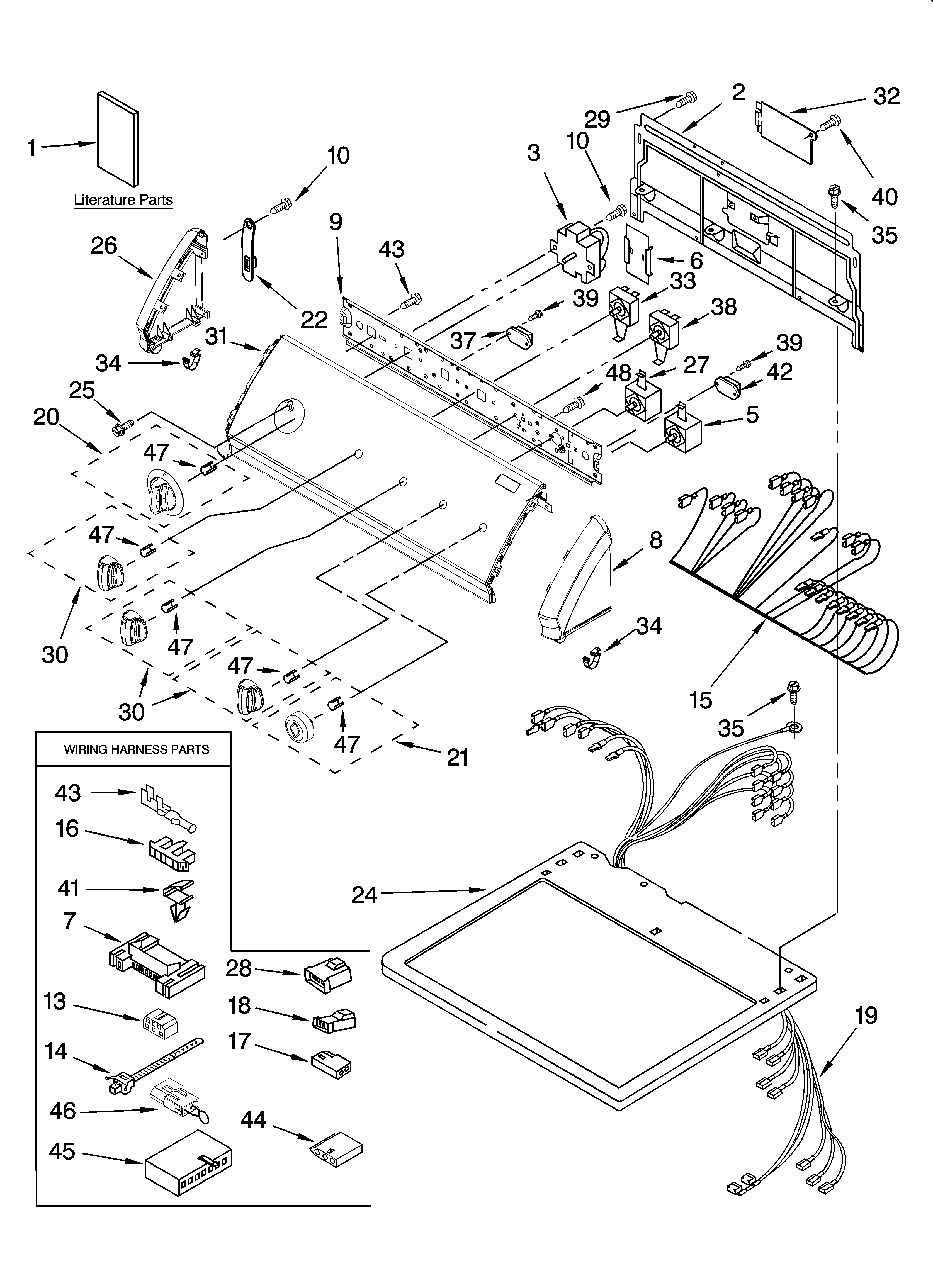 Kenmore 11077841600 top and console parts diagram