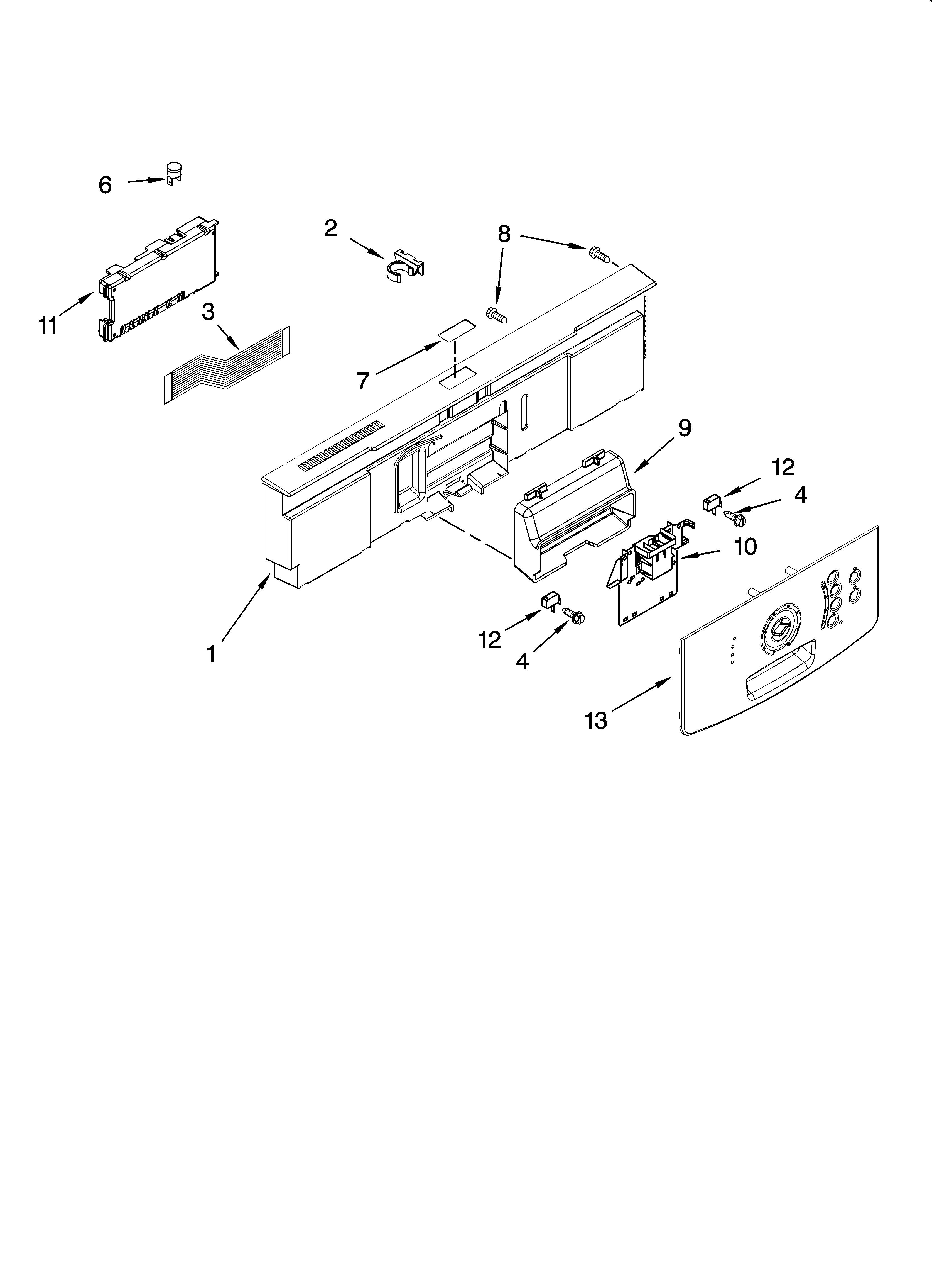 Kenmore Elite 66513783K601 control panel parts diagram