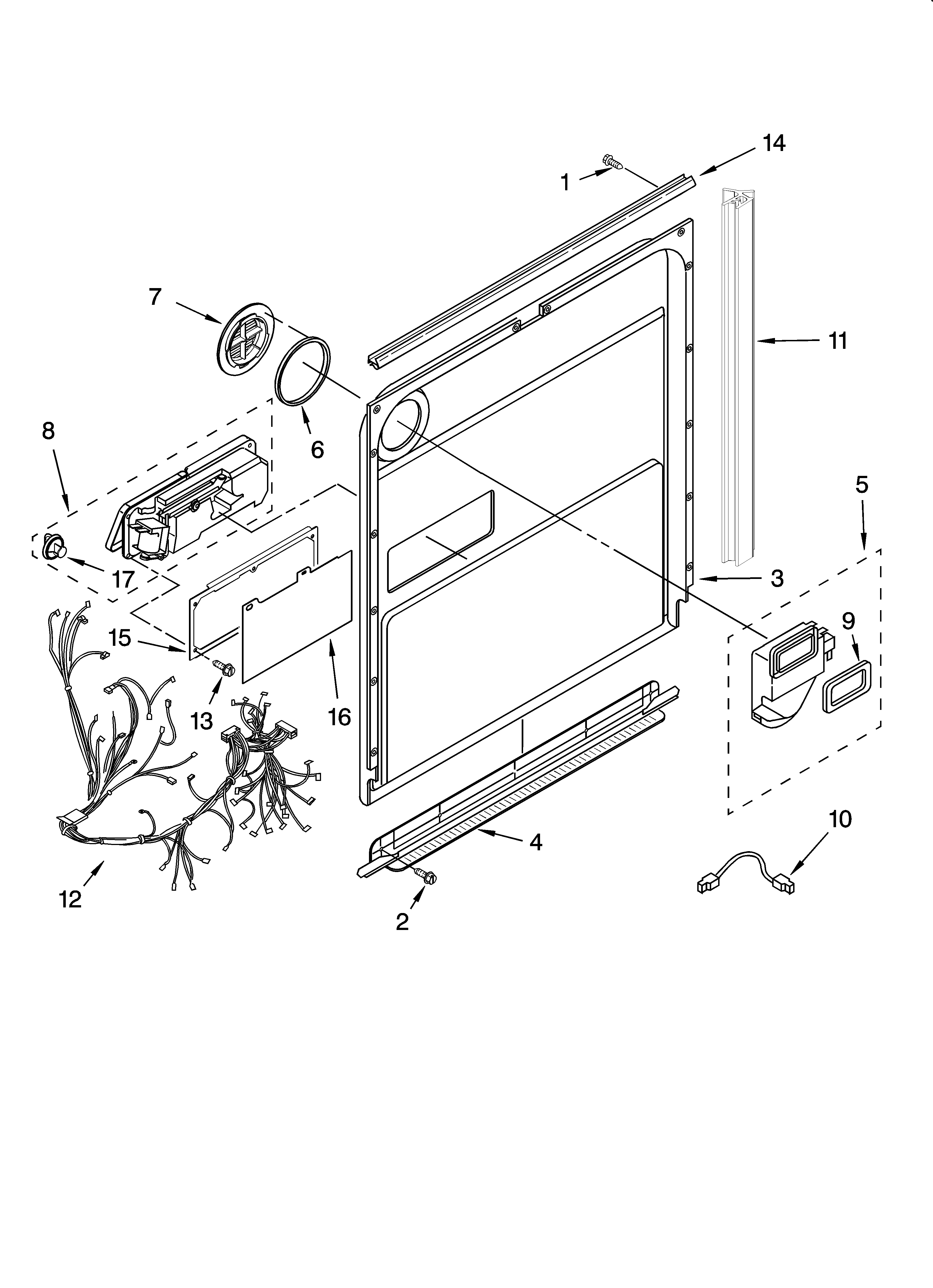 Kenmore 66516042404 door and latch parts diagram