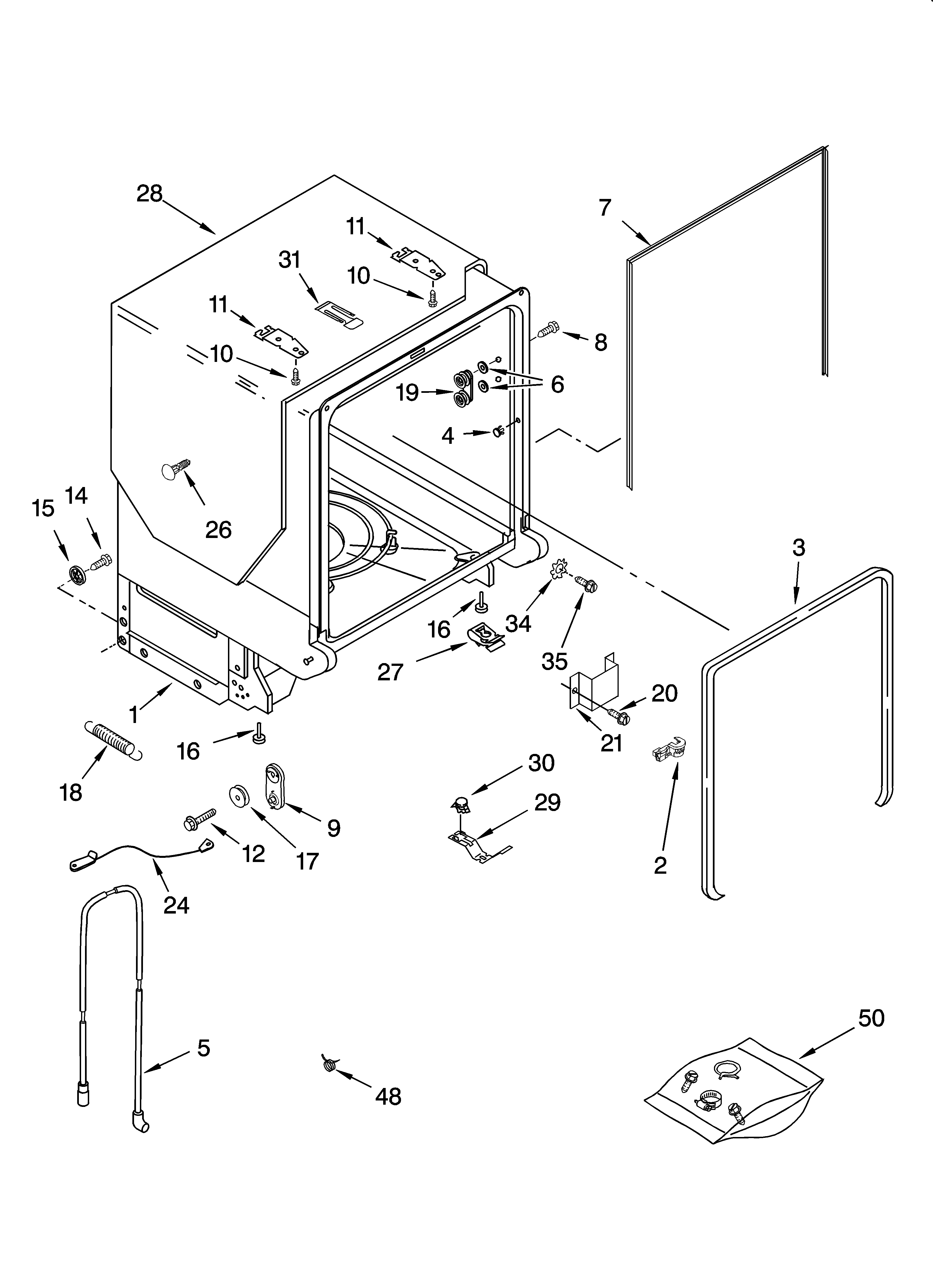 Kenmore 66516042404 tub and frame parts diagram