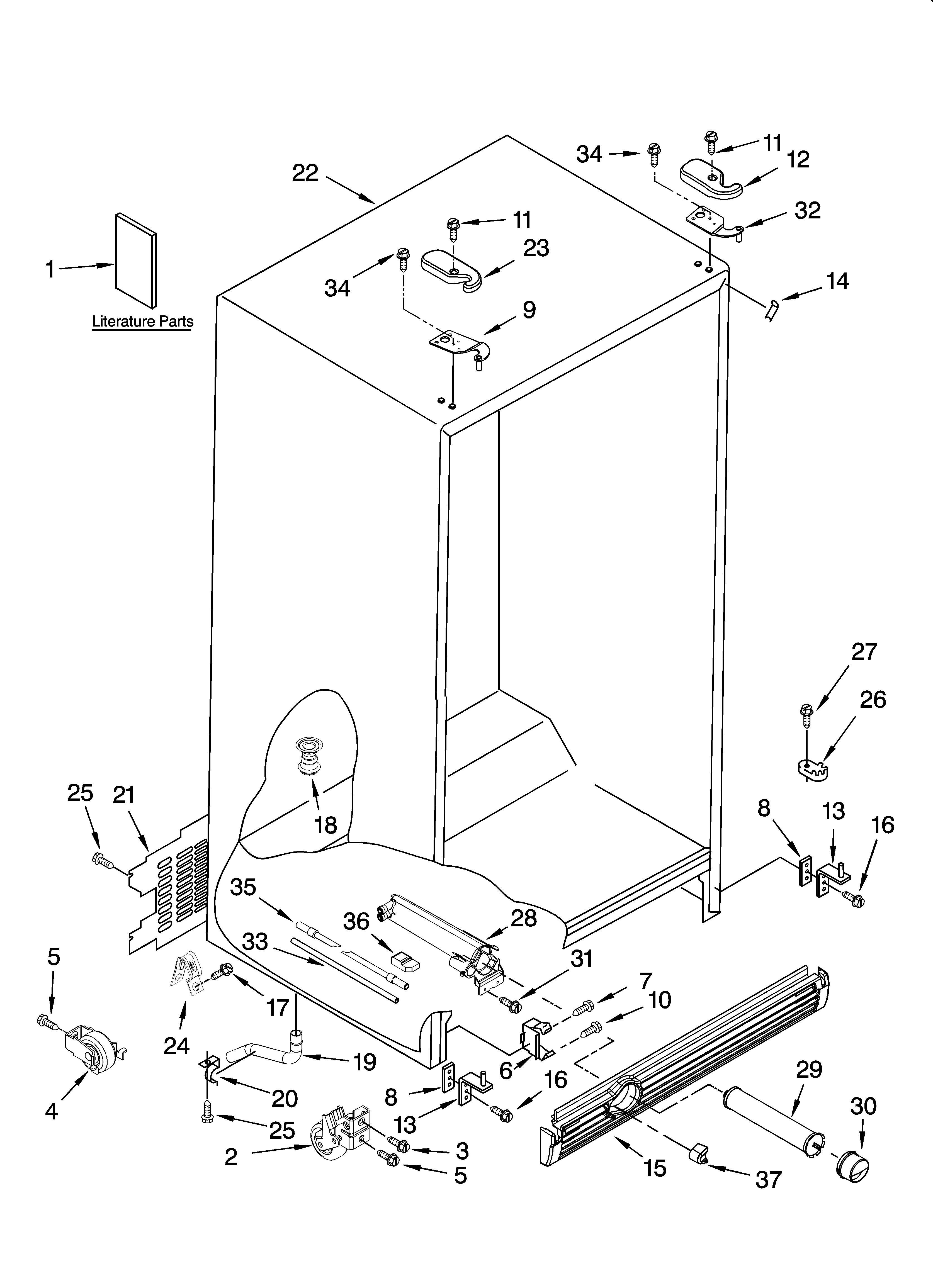 Kenmore Elite 10656683502 cabinet parts diagram