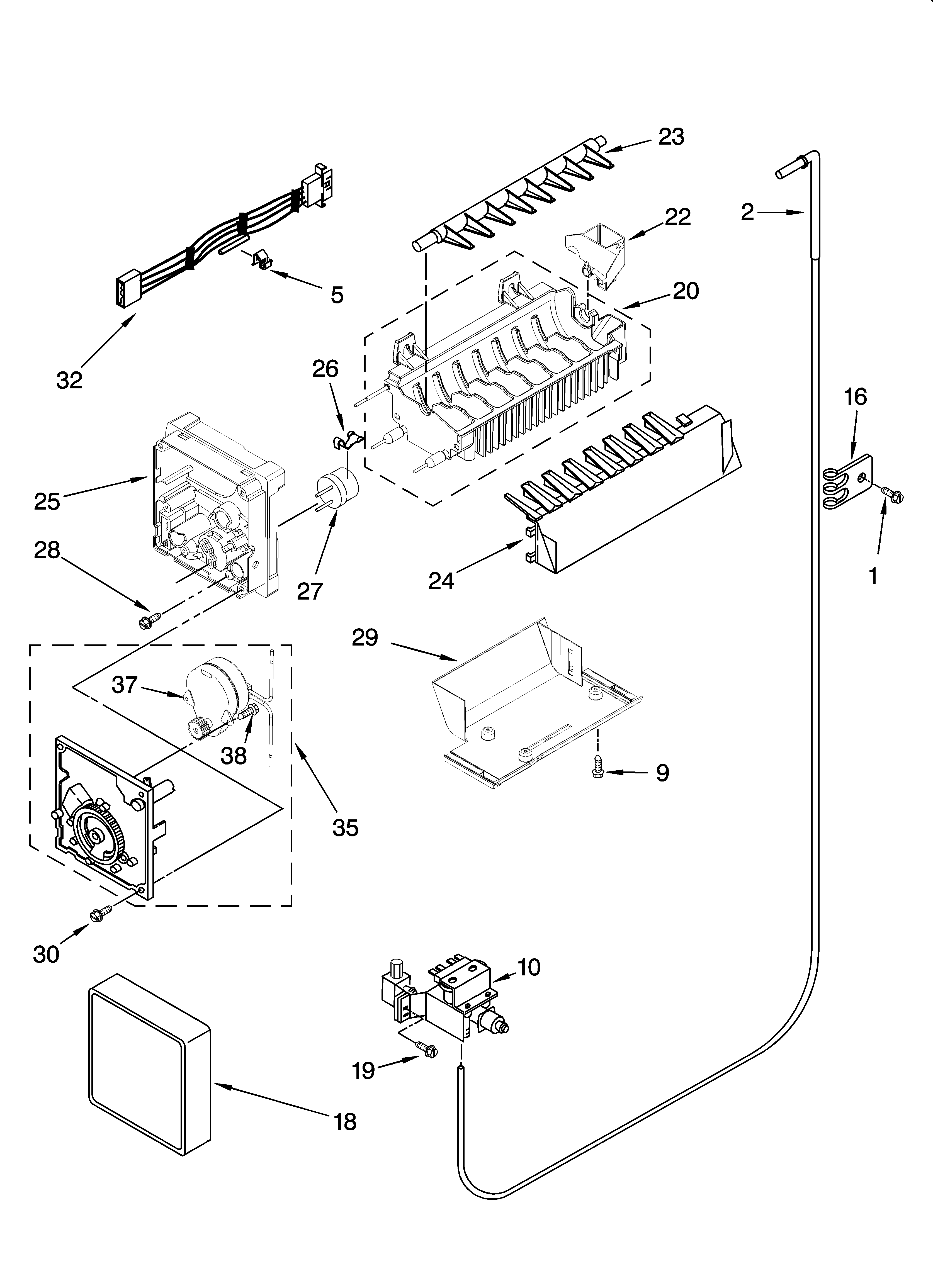 Kenmore Elite 10656683502 icemaker parts, optional parts diagram