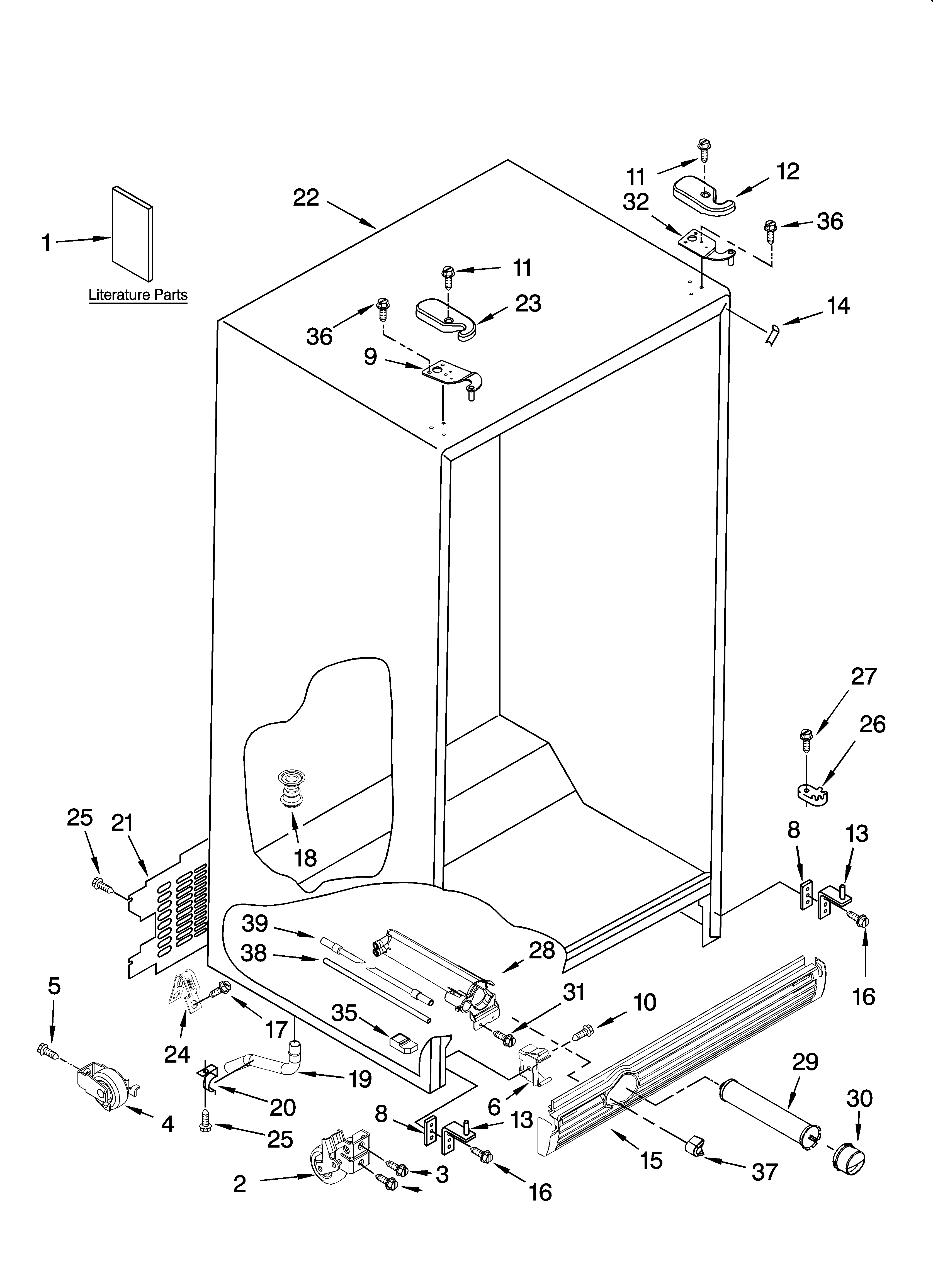 Kenmore 10657039601 cabinet parts diagram