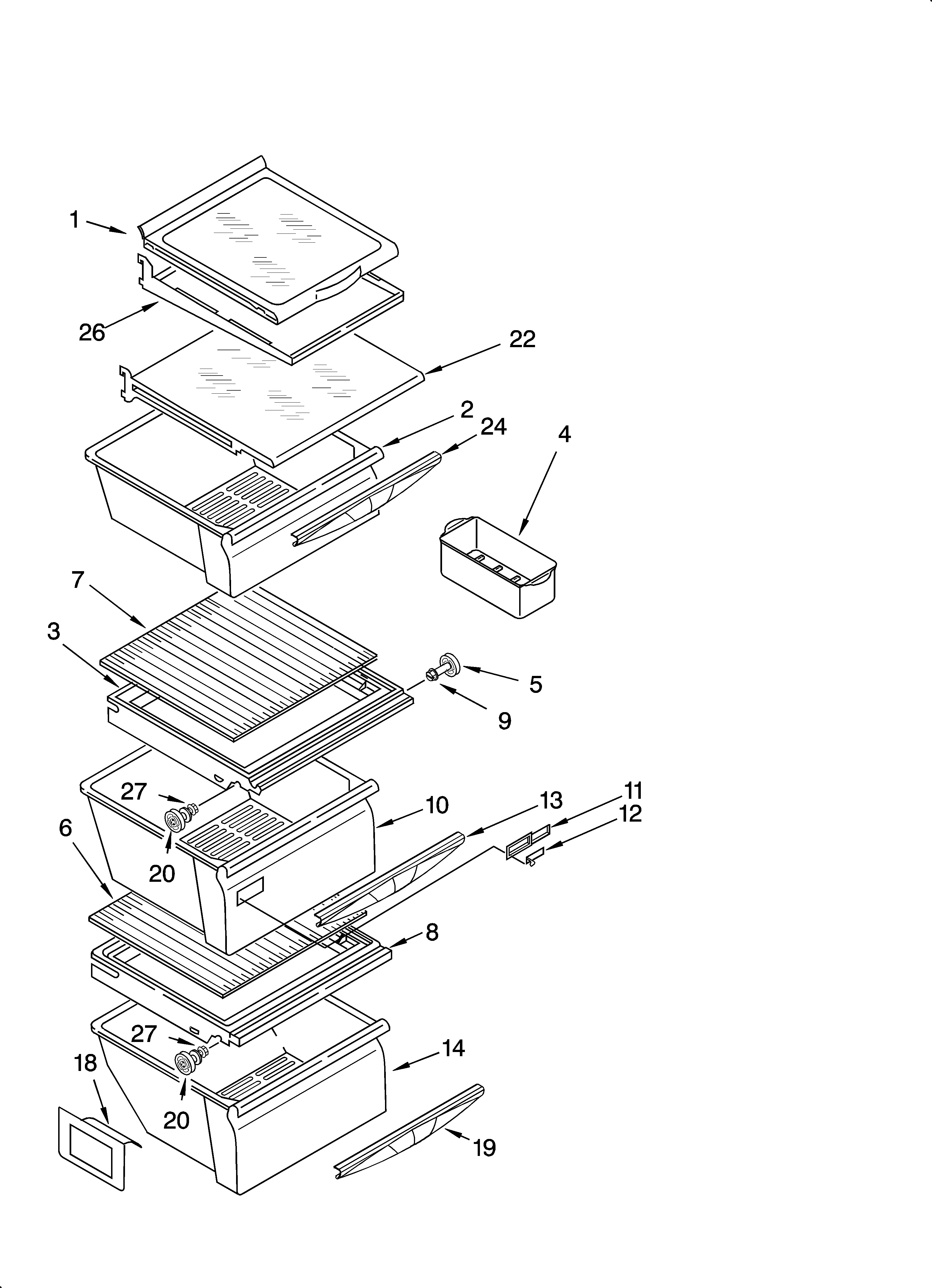 Kenmore 10657039601 refrigerator shelf parts diagram