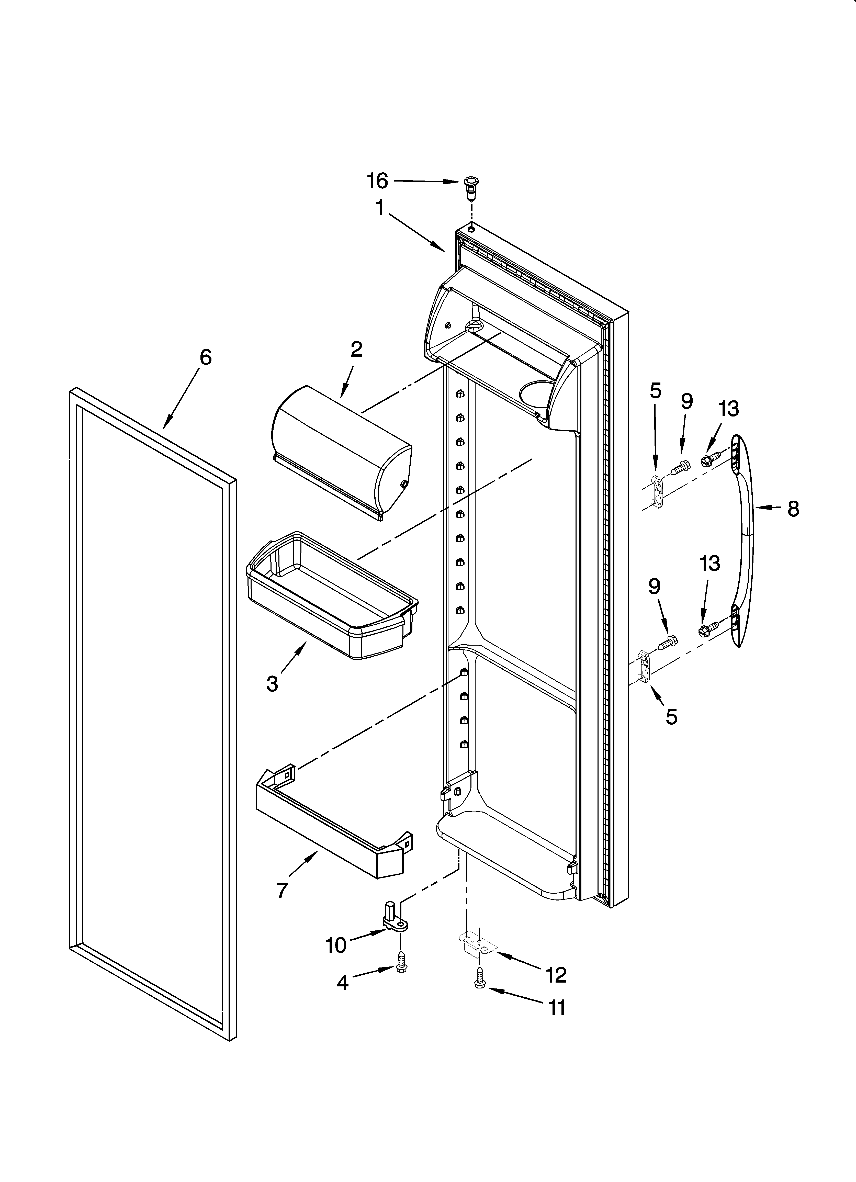 Kenmore 10657039601 refrigerator door parts diagram