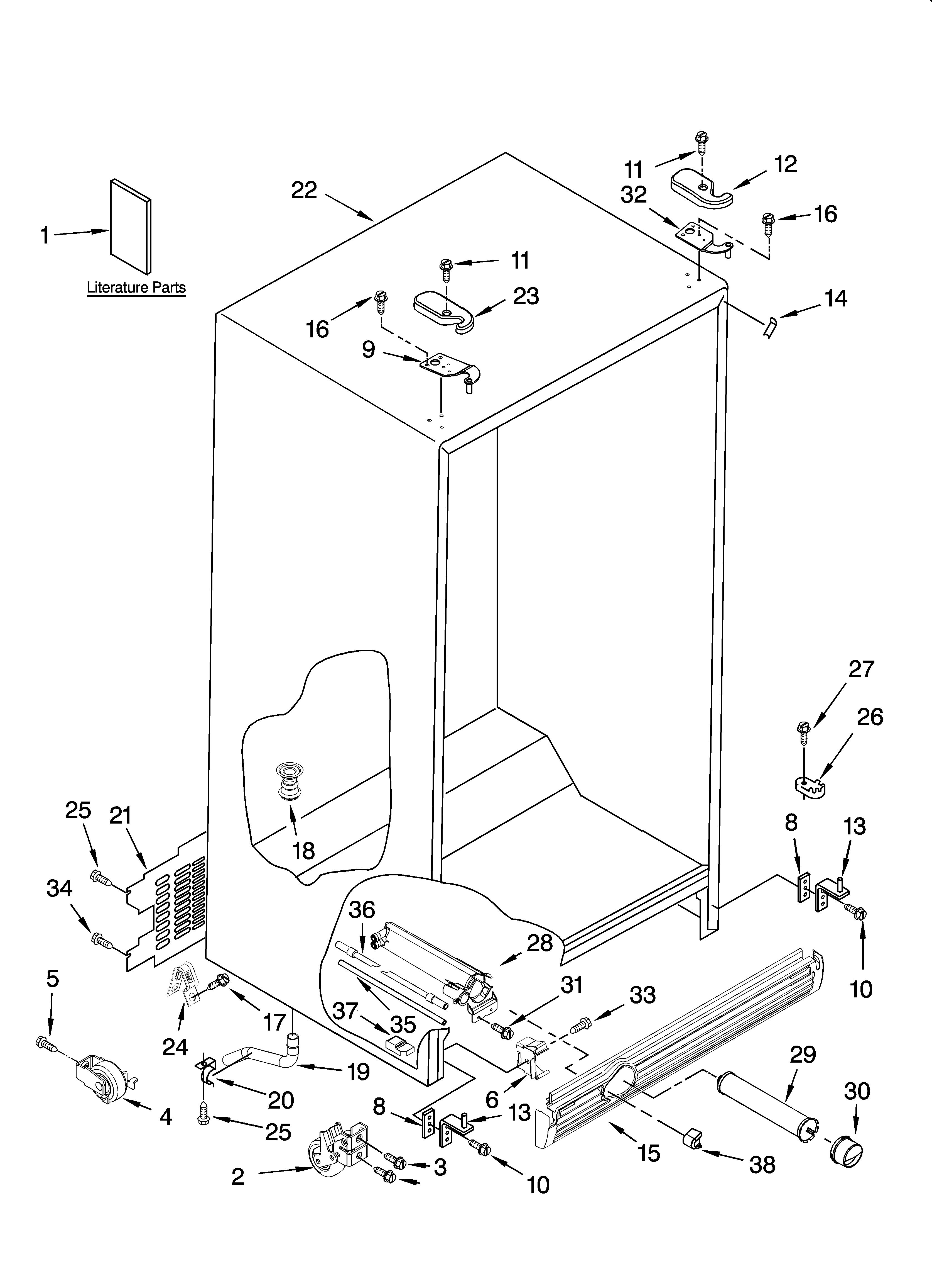 Kenmore 10657963700 cabinet parts diagram