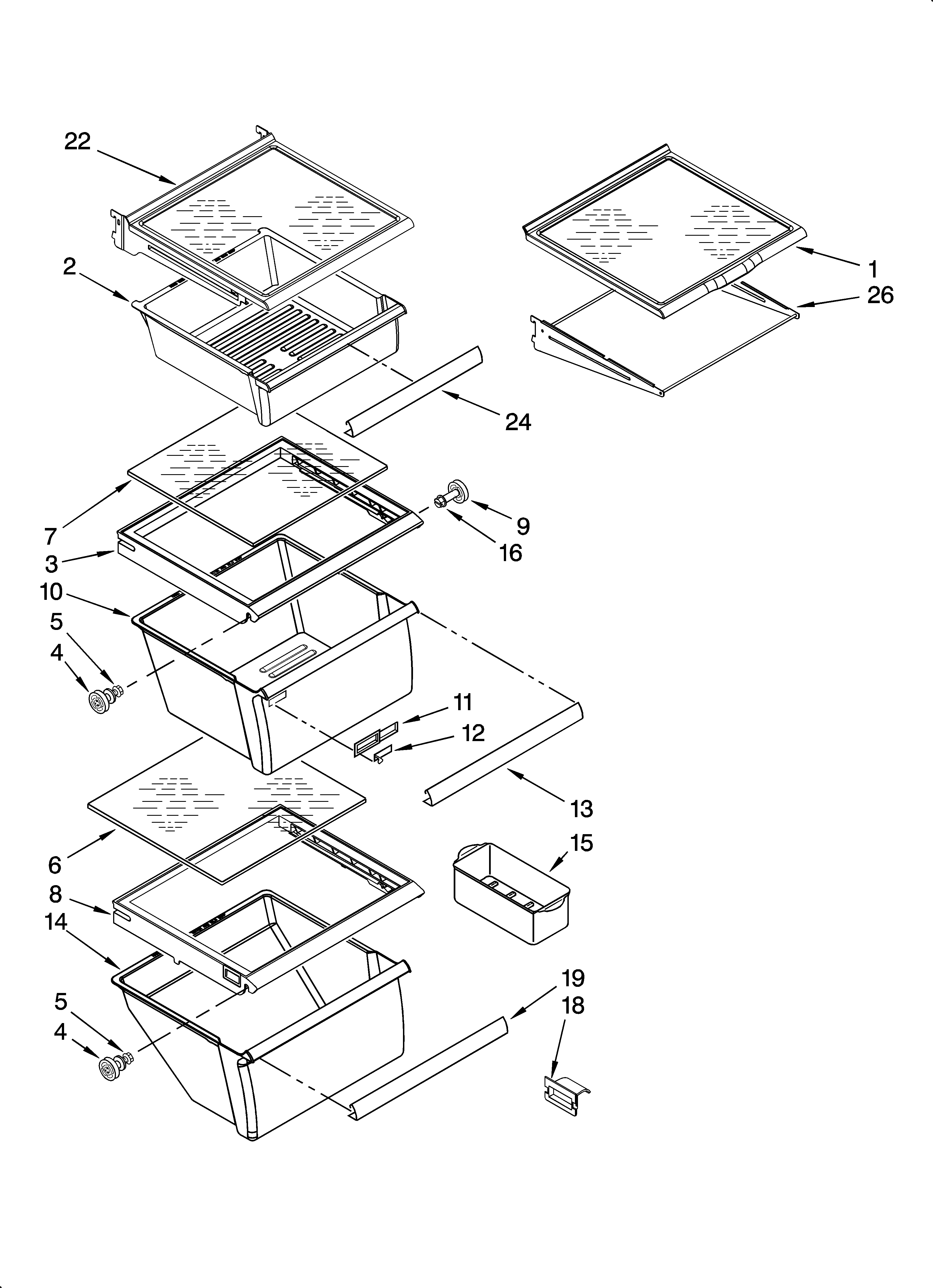 Kenmore 10657963700 refrigerator shelf parts diagram