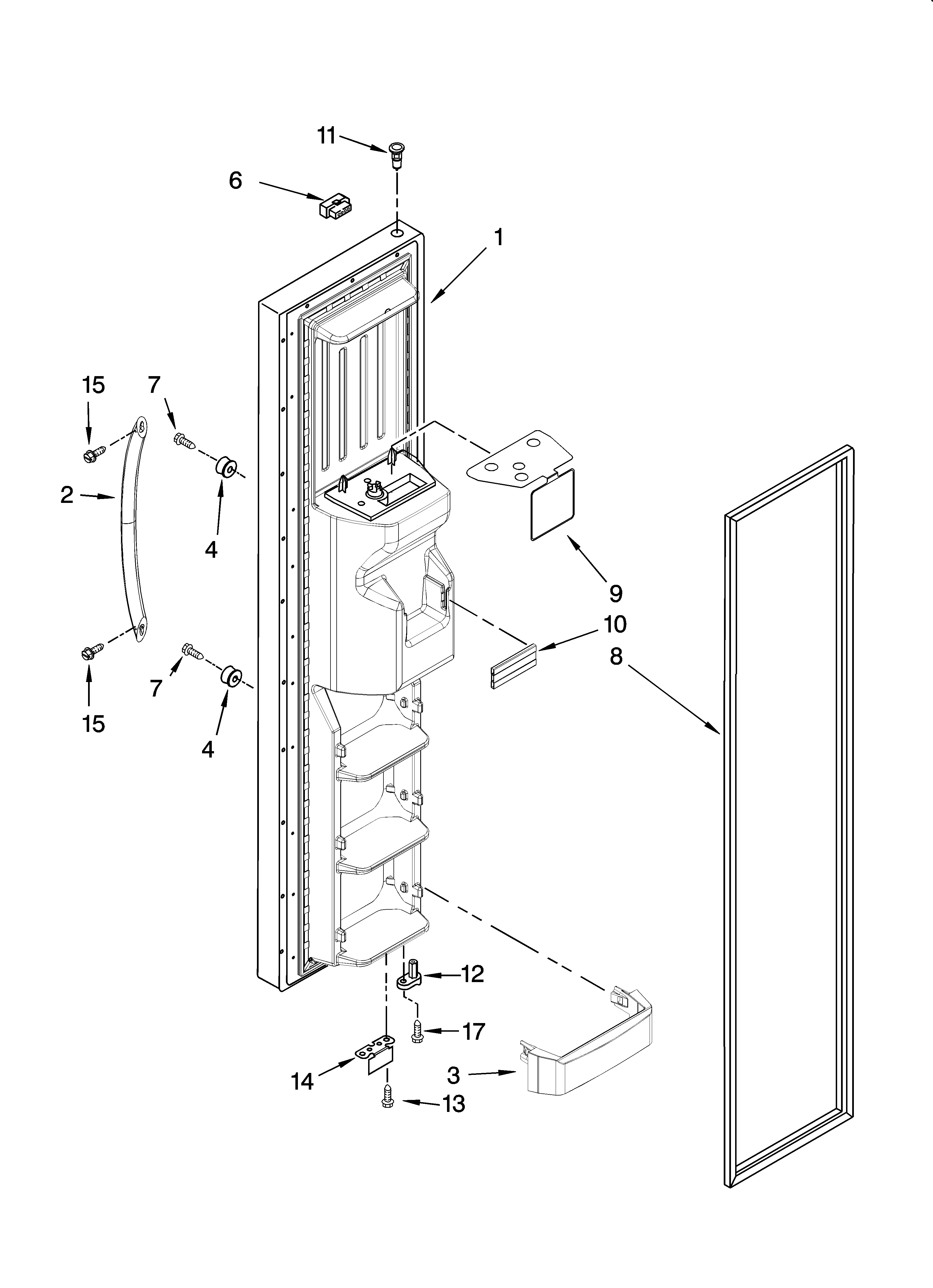 Kenmore 10657963700 freezer door parts diagram