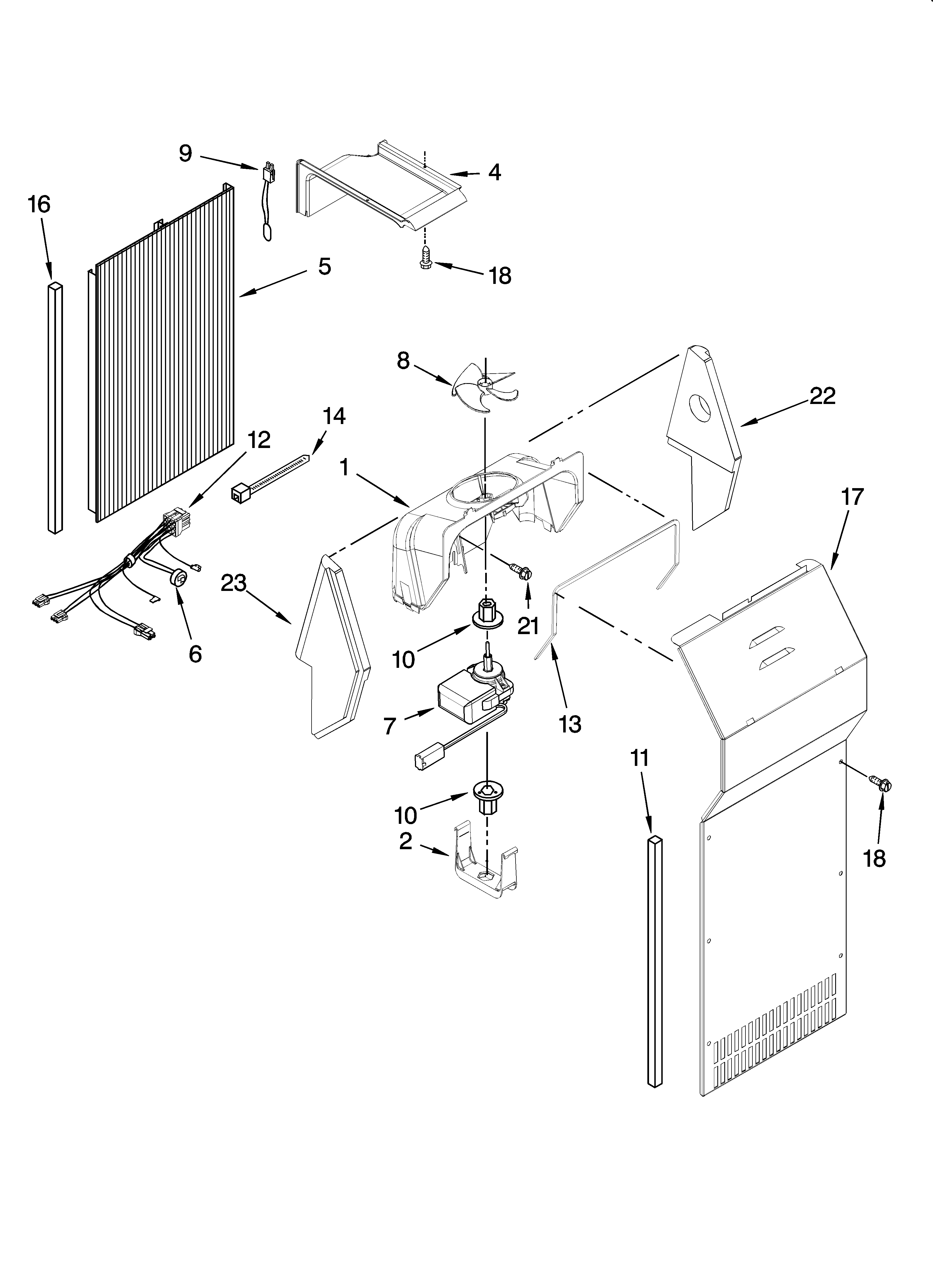 Kenmore 10657963700 air flow parts diagram