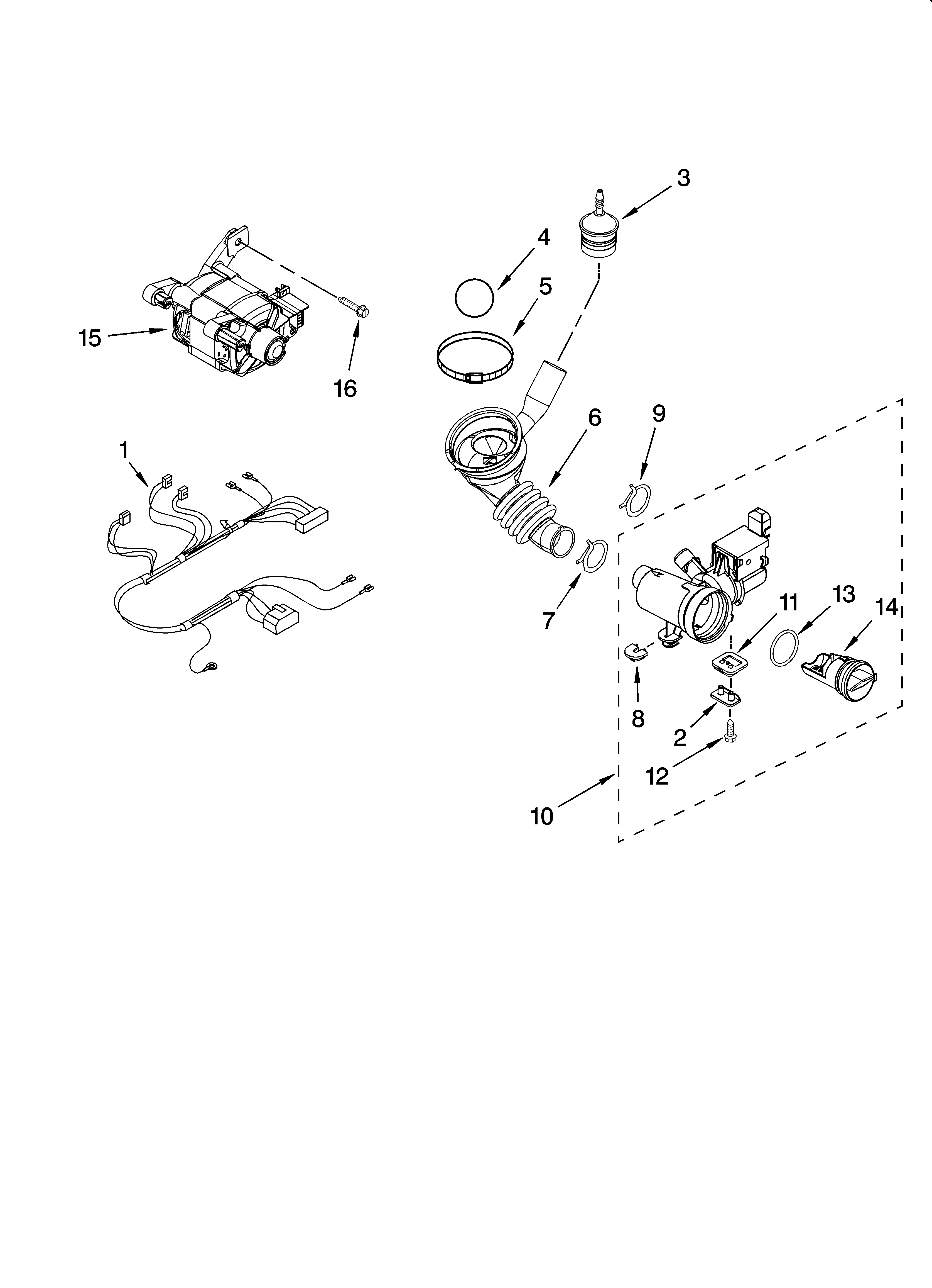 Kenmore 11047566600 pump and motor parts diagram