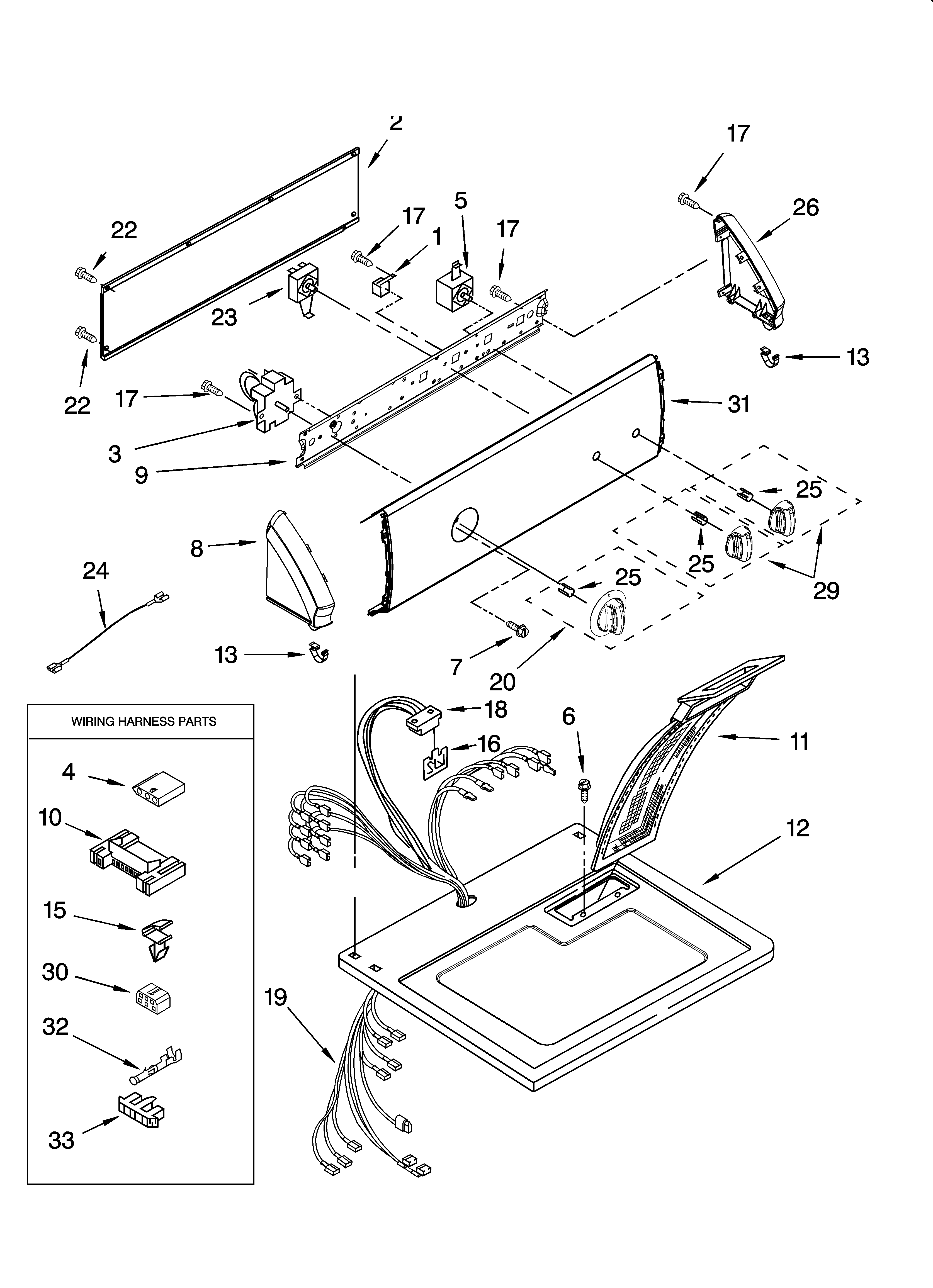 Kenmore 11067652600 top and console parts diagram