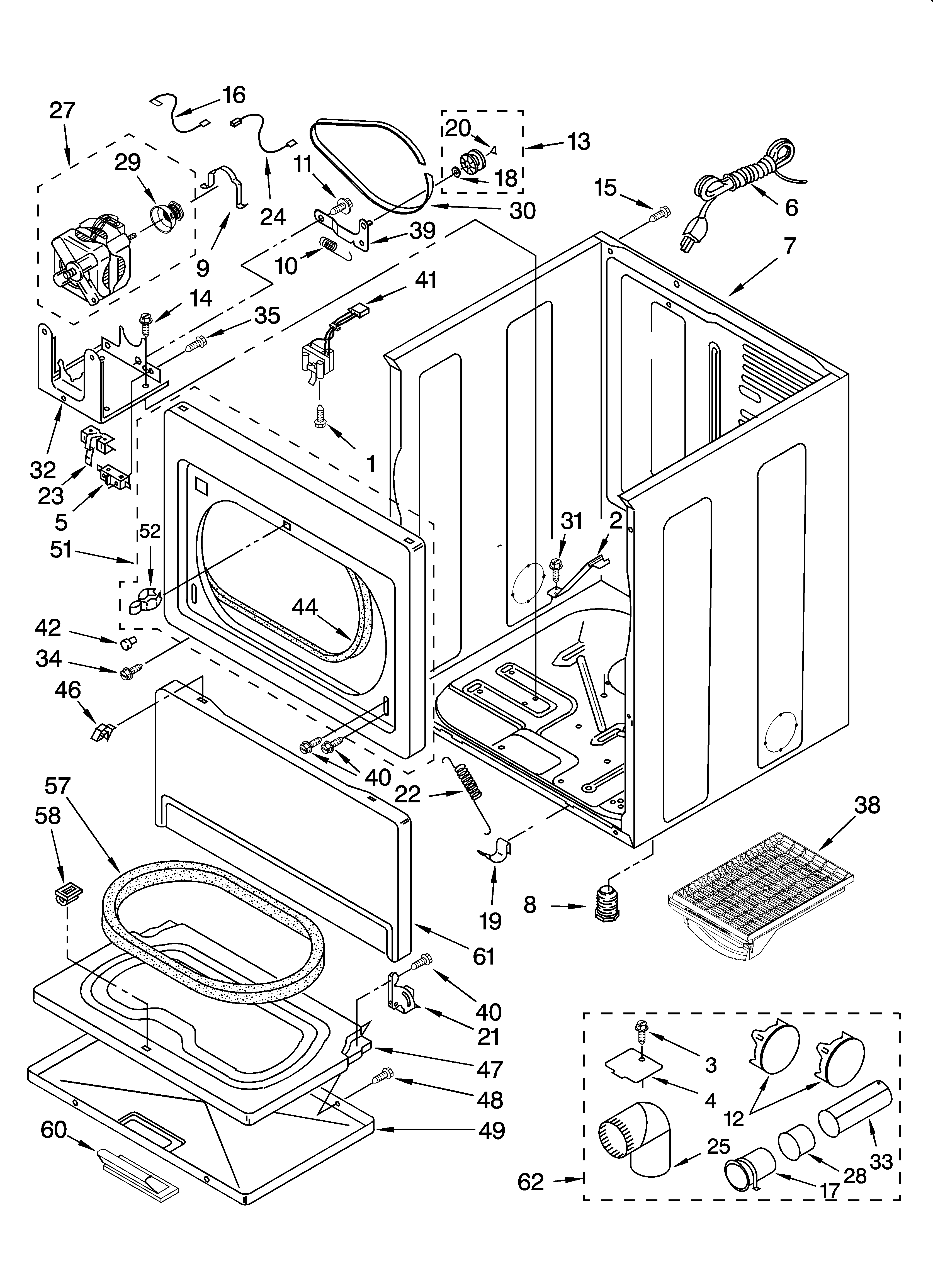 Kenmore 11077862600 cabinet parts diagram