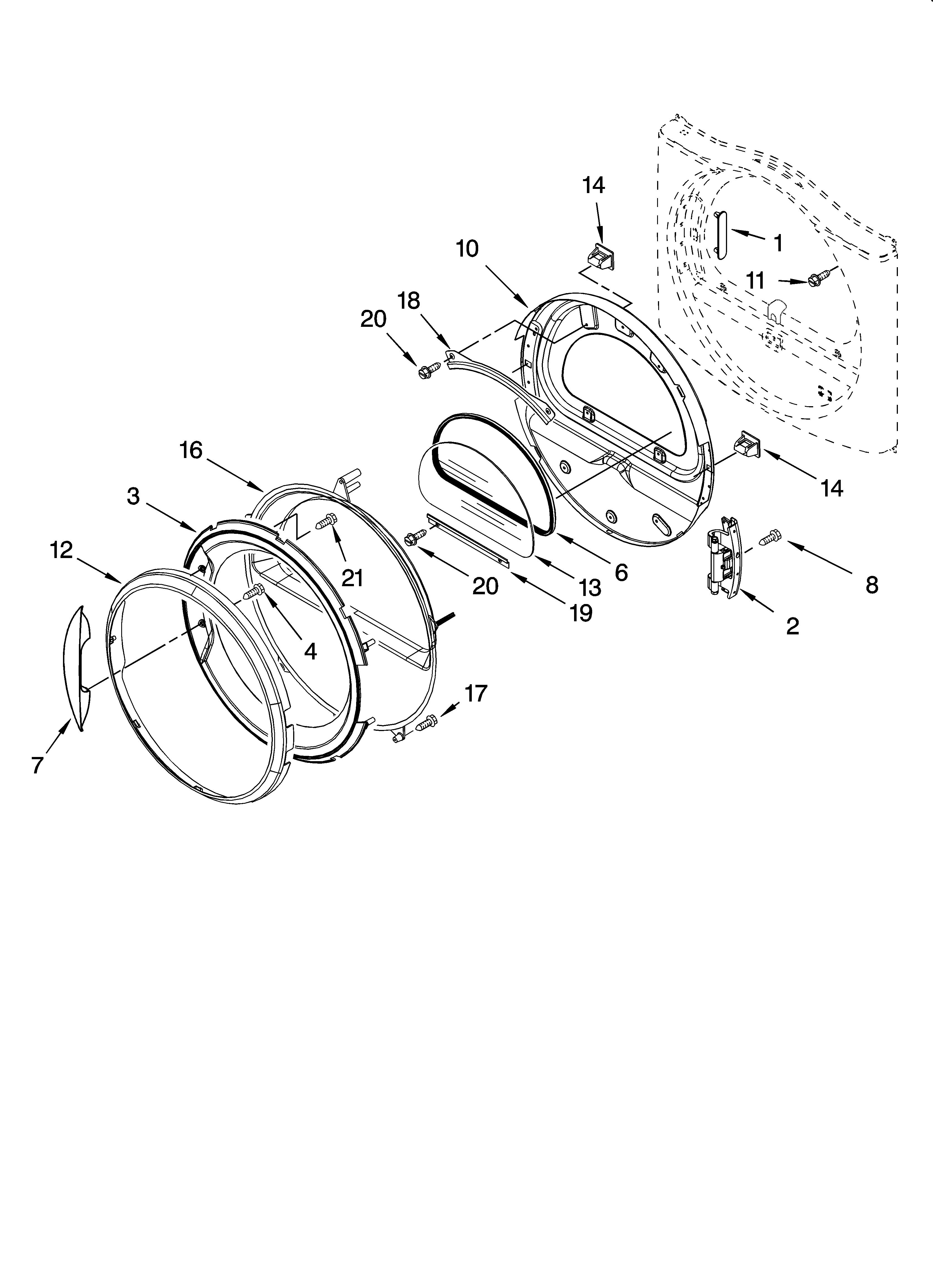Kenmore 11097571601 door parts, optional parts (not included) diagram