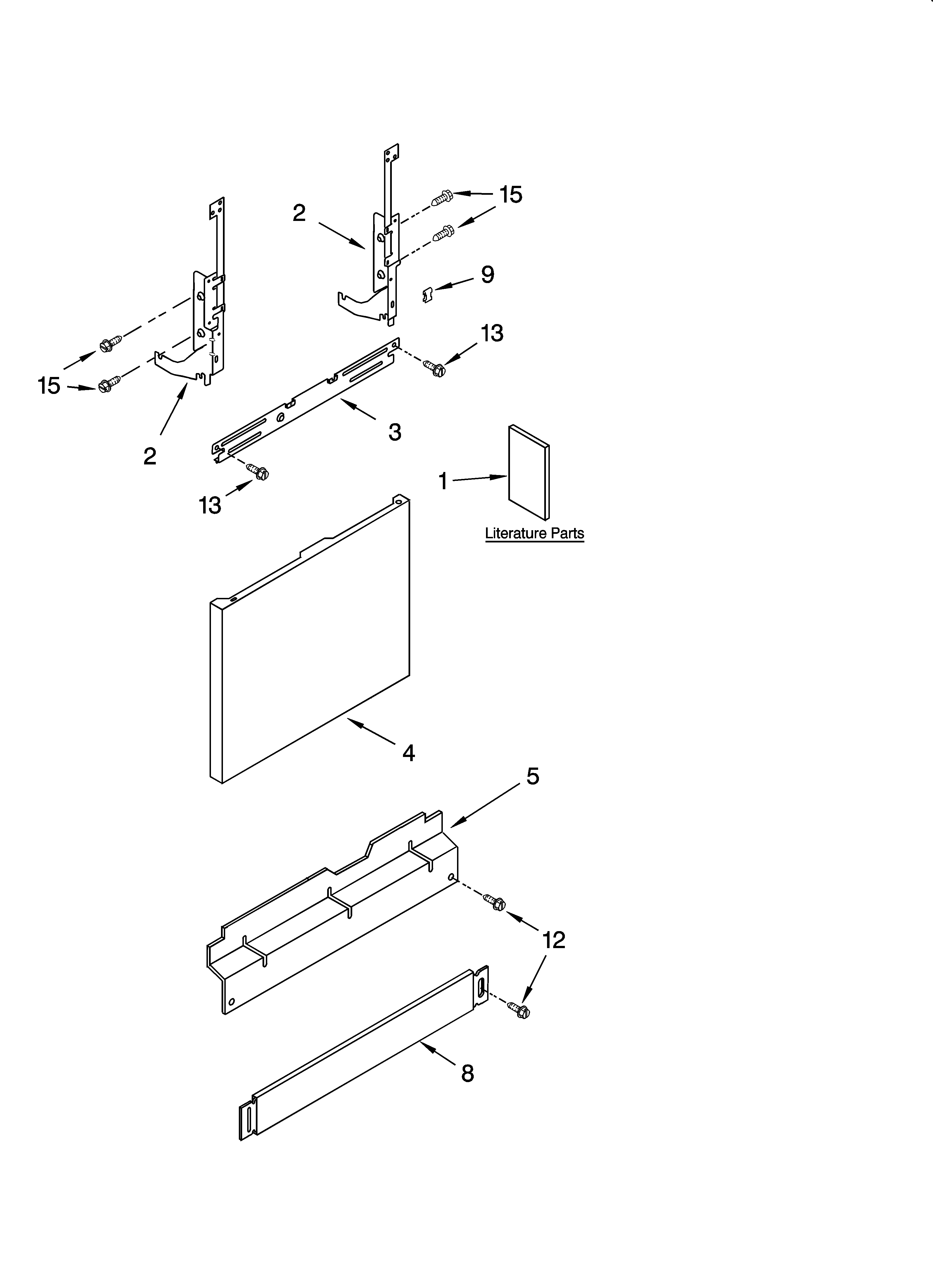 Kenmore 66513709K600 door and panel parts diagram