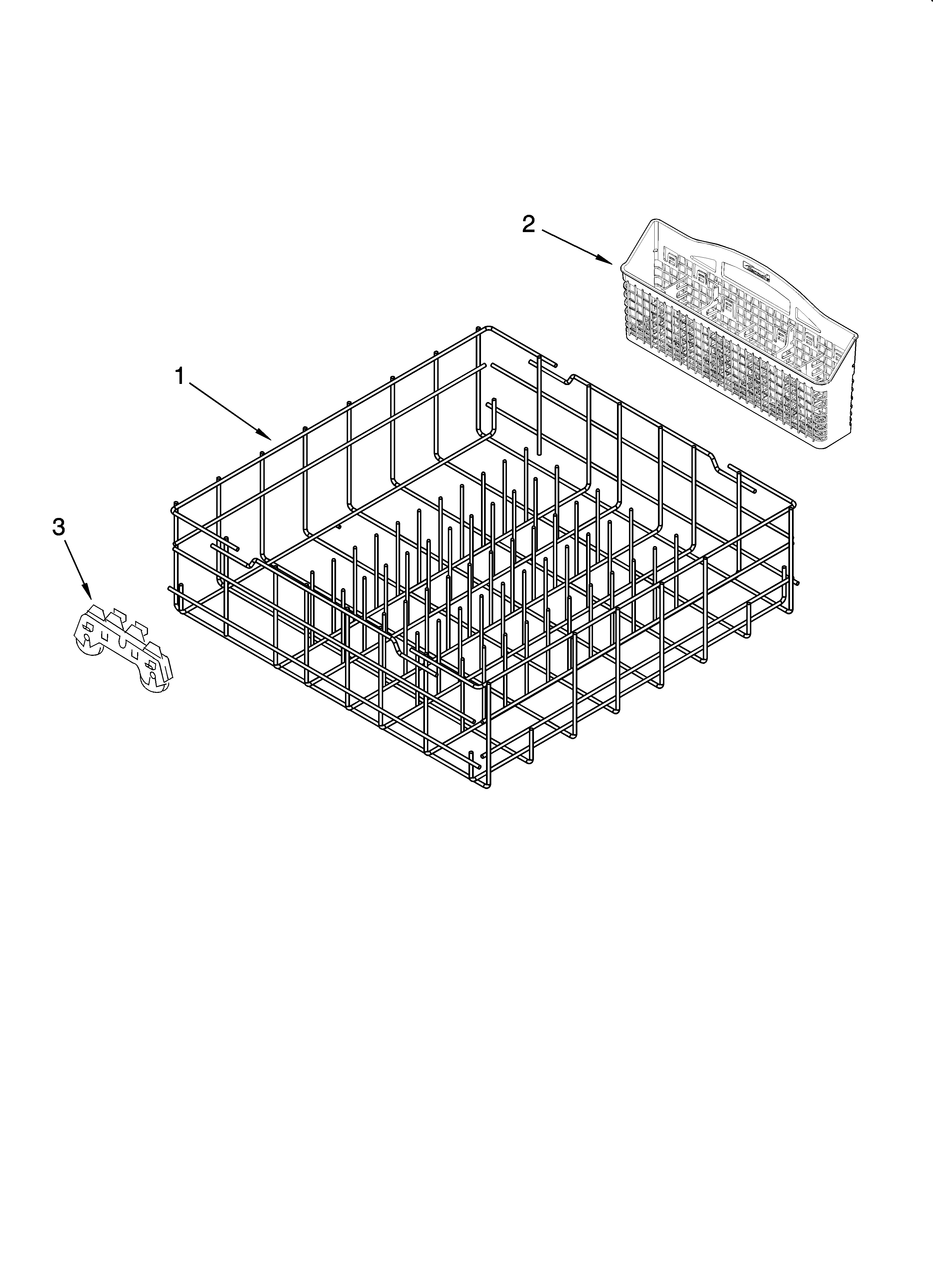 Kenmore 66513709K600 lower rack parts, optional parts (not included) diagram