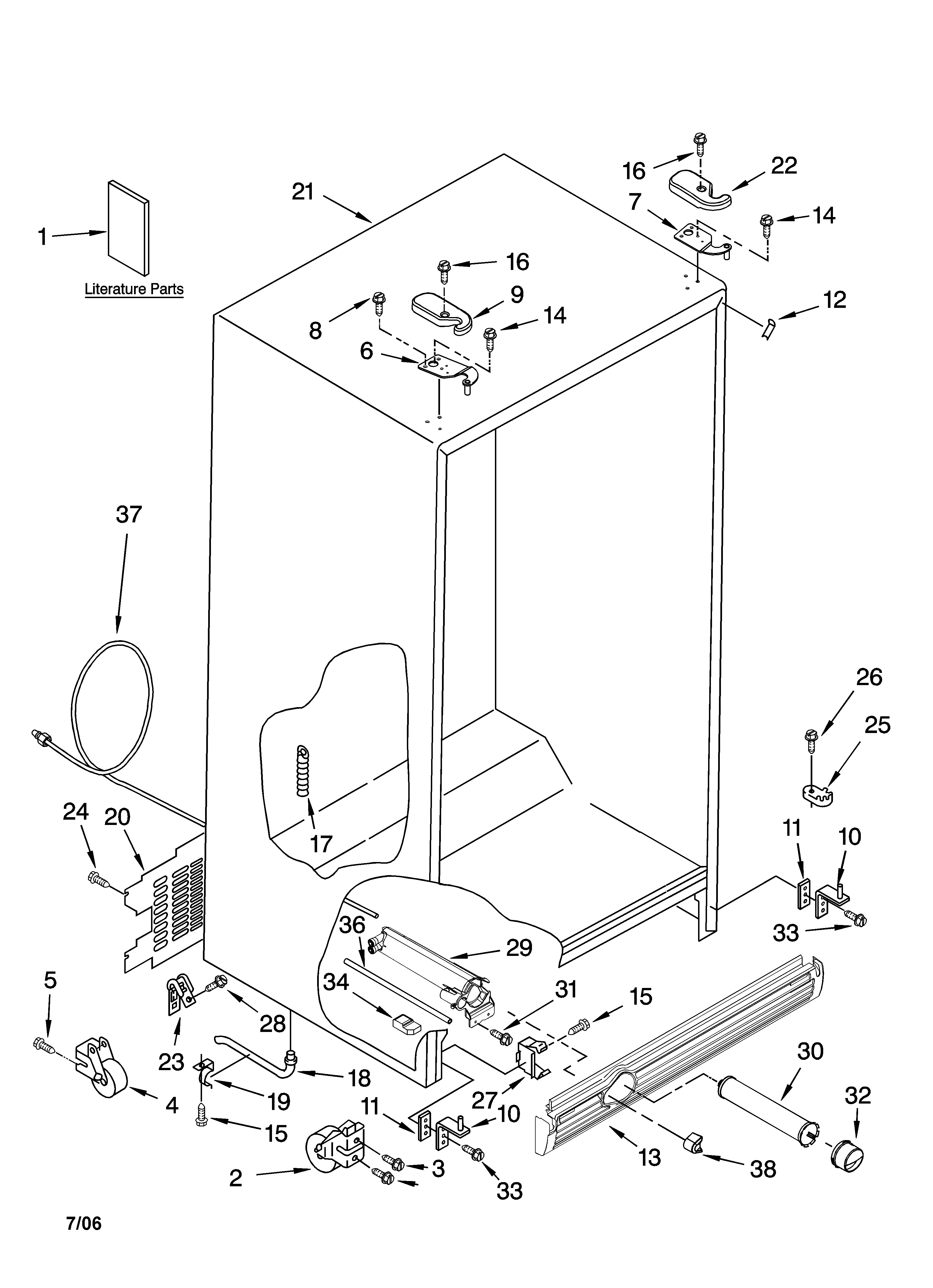 Kenmore 10656732600 cabinet parts diagram
