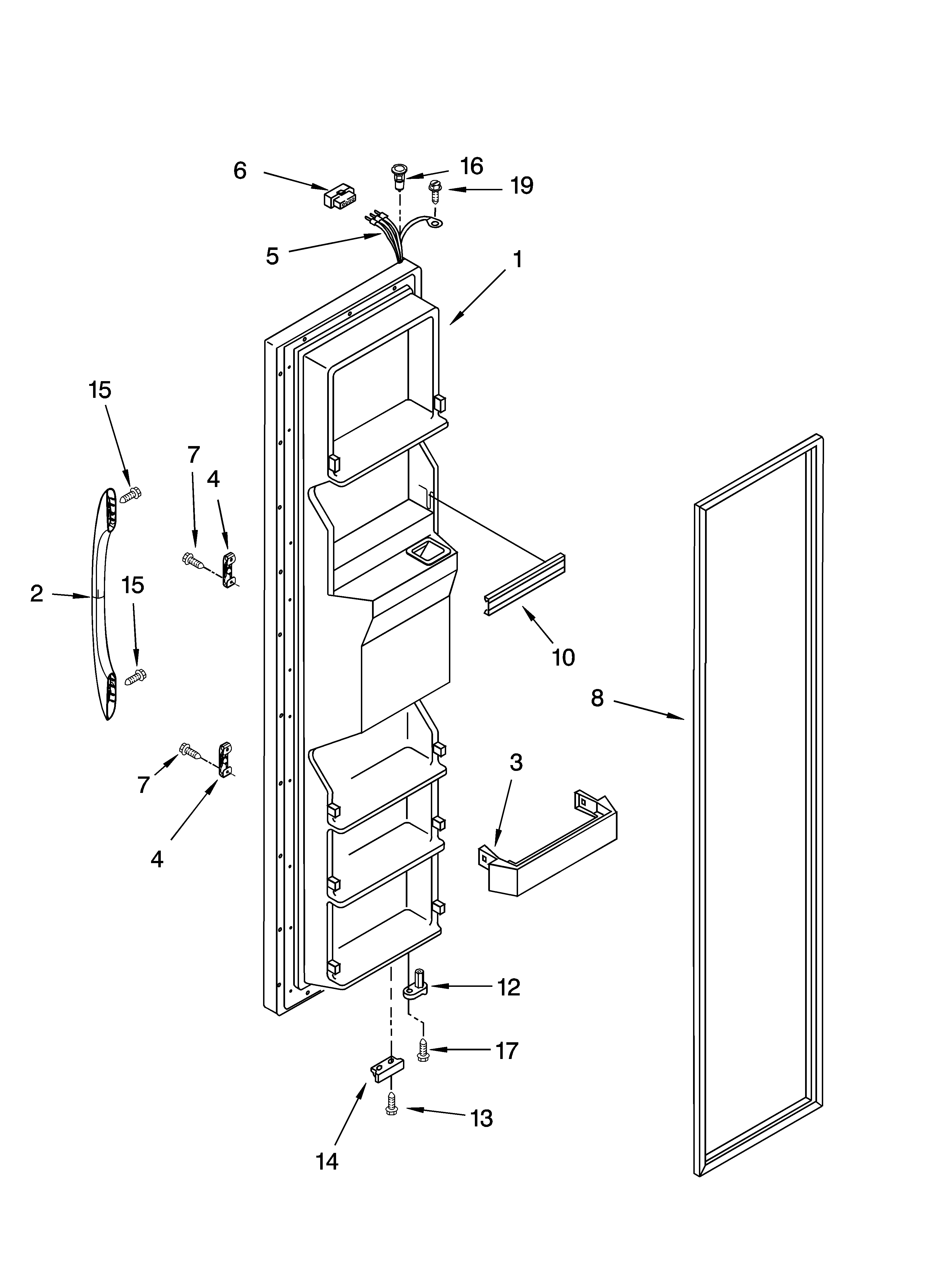 Kenmore 10656732600 freezer door parts diagram