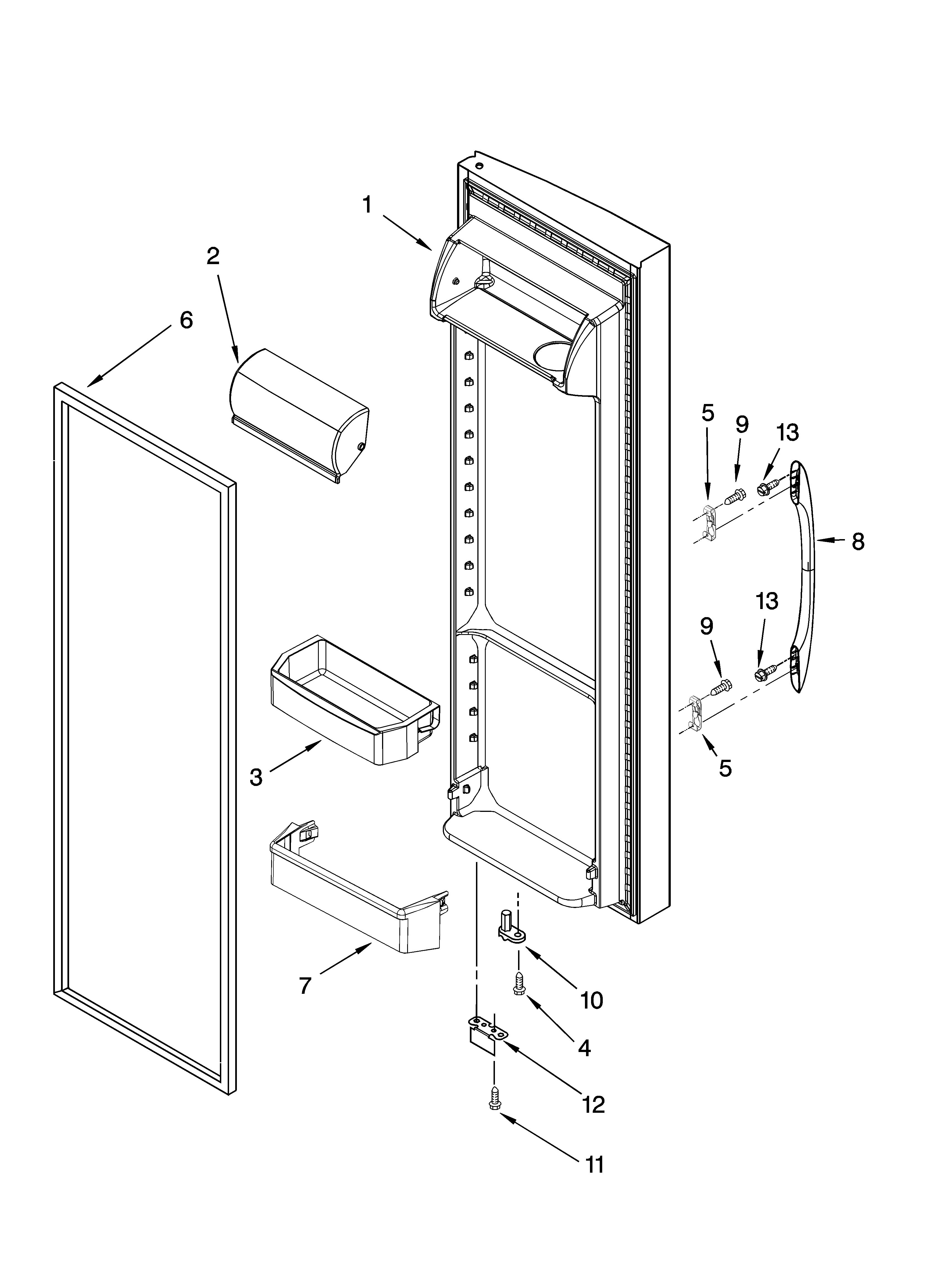 Kenmore 10657063601 refrigerator door parts diagram