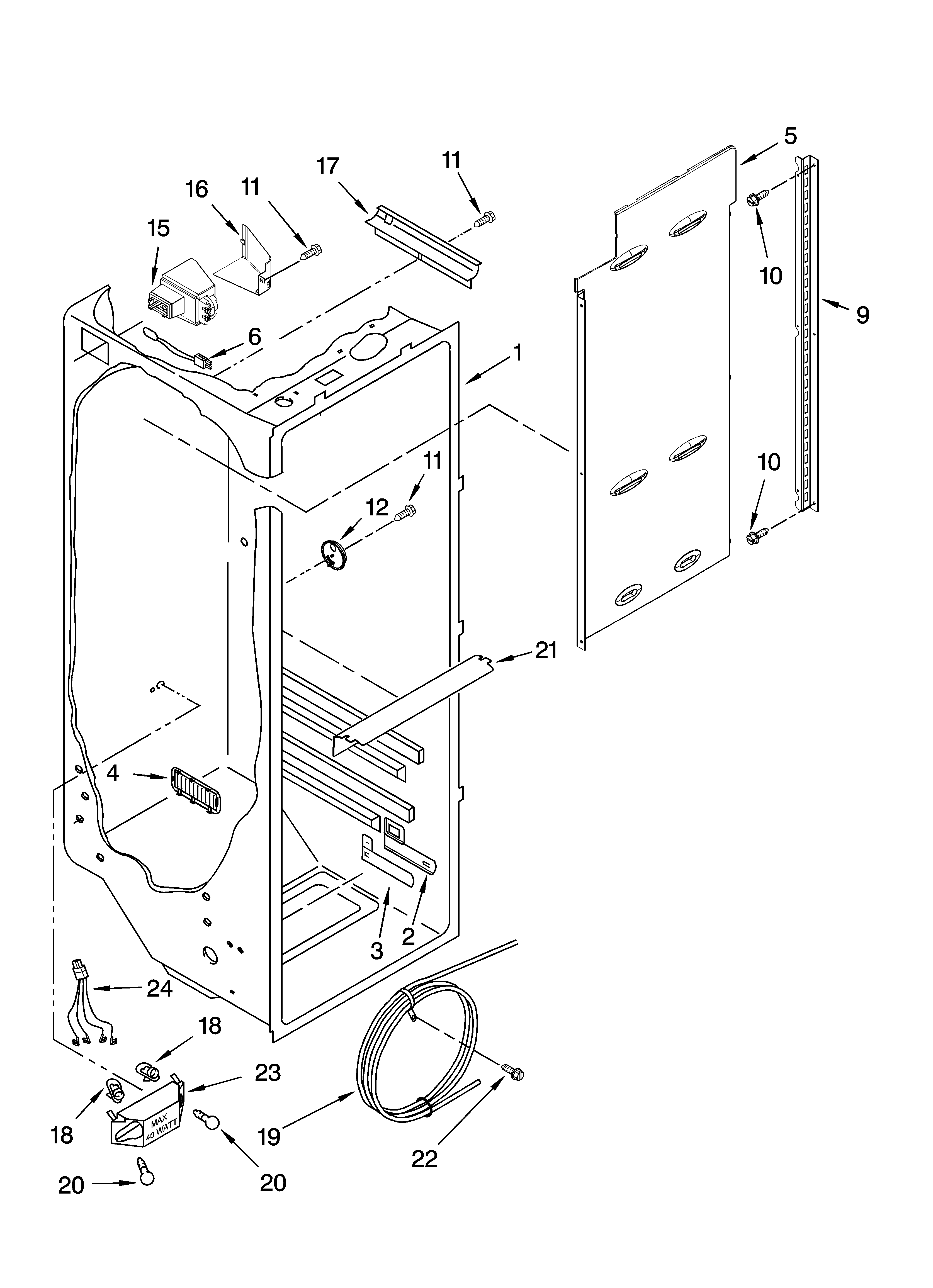 Kenmore Elite 10657453700 refrigerator liner parts diagram