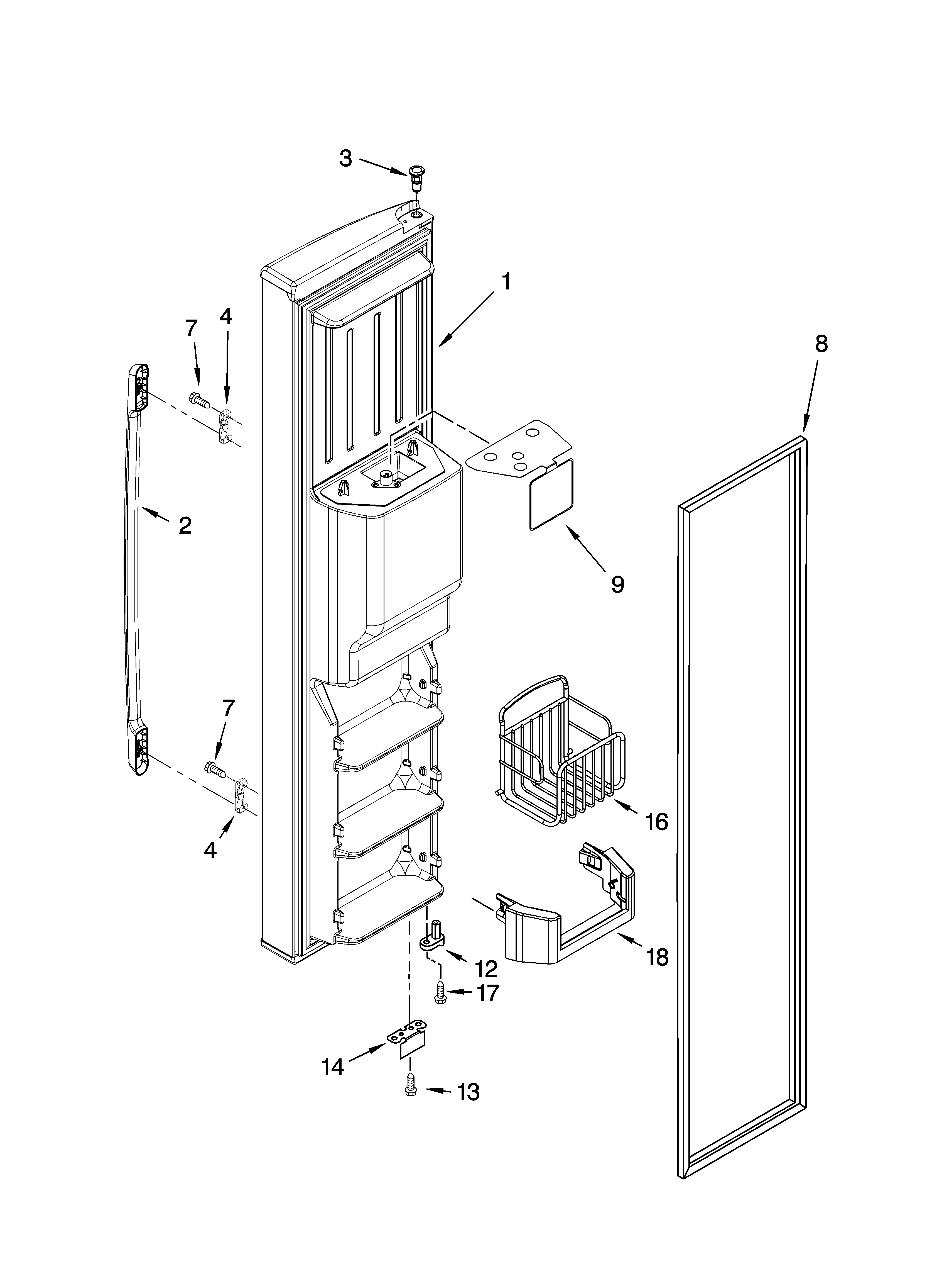 Kenmore Elite 10657453700 freezer door parts diagram