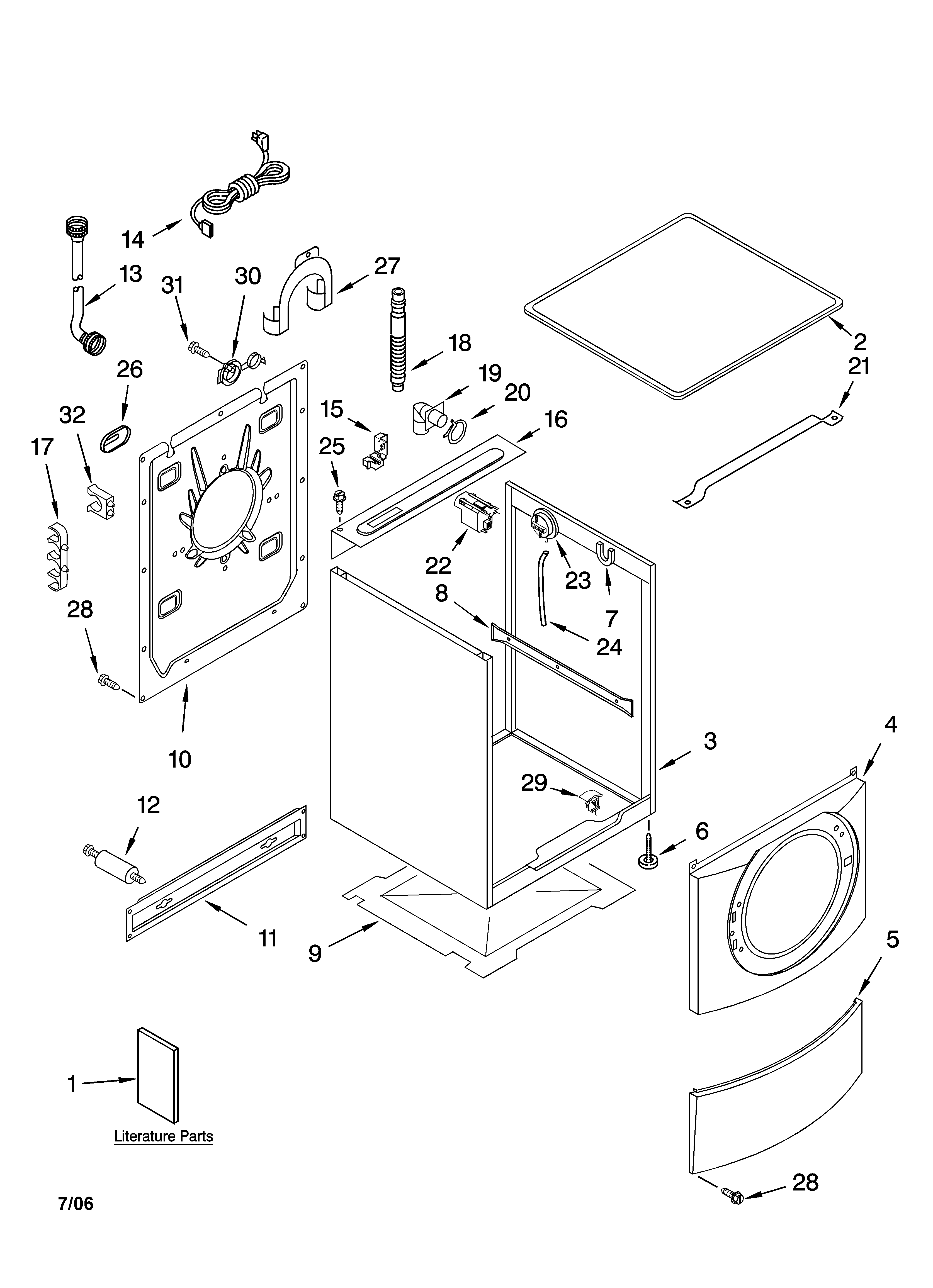 Kenmore Elite 11045091402 top and cabinet parts diagram