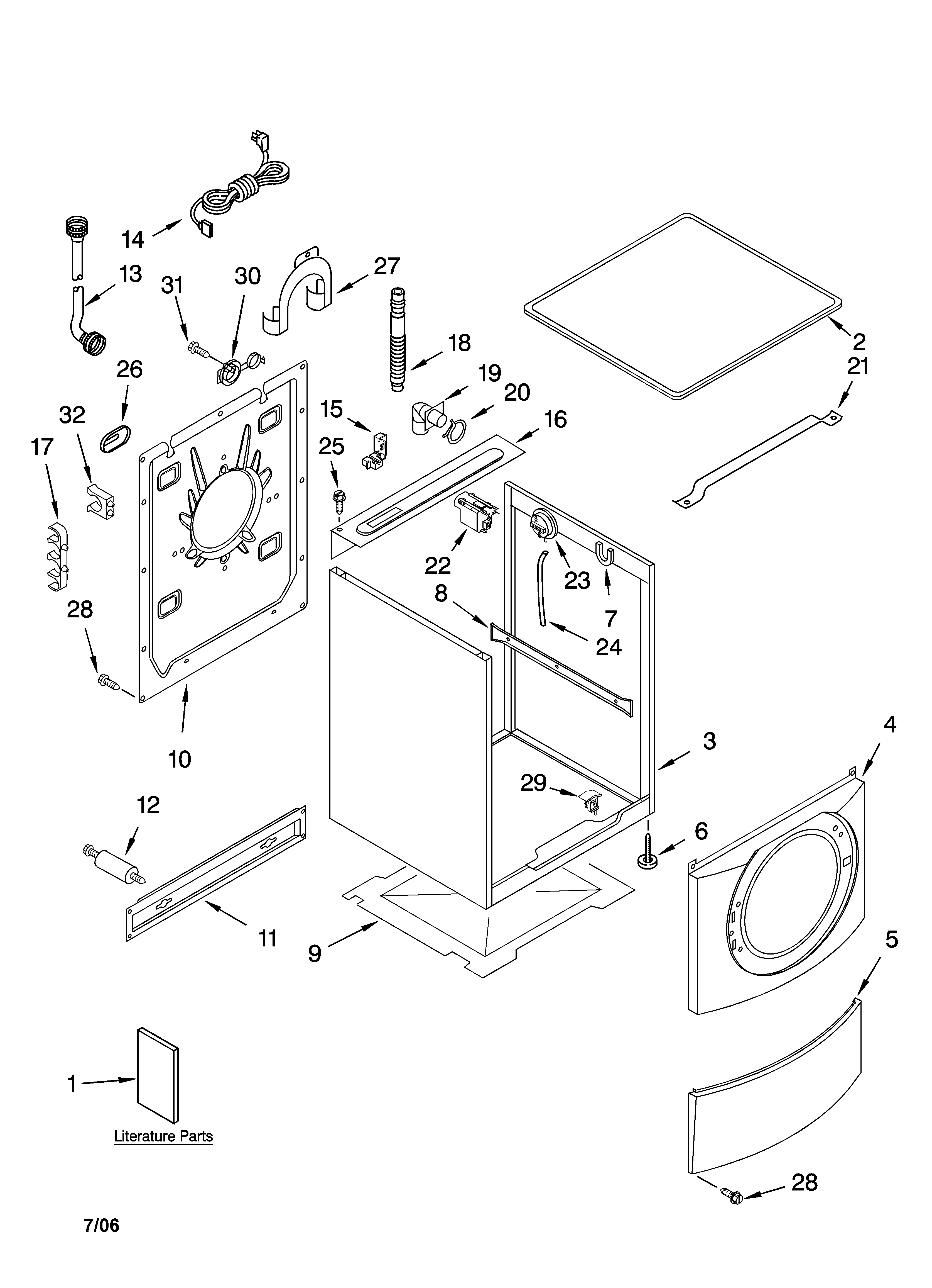 Kenmore Elite 11045087403 top and cabinet parts diagram