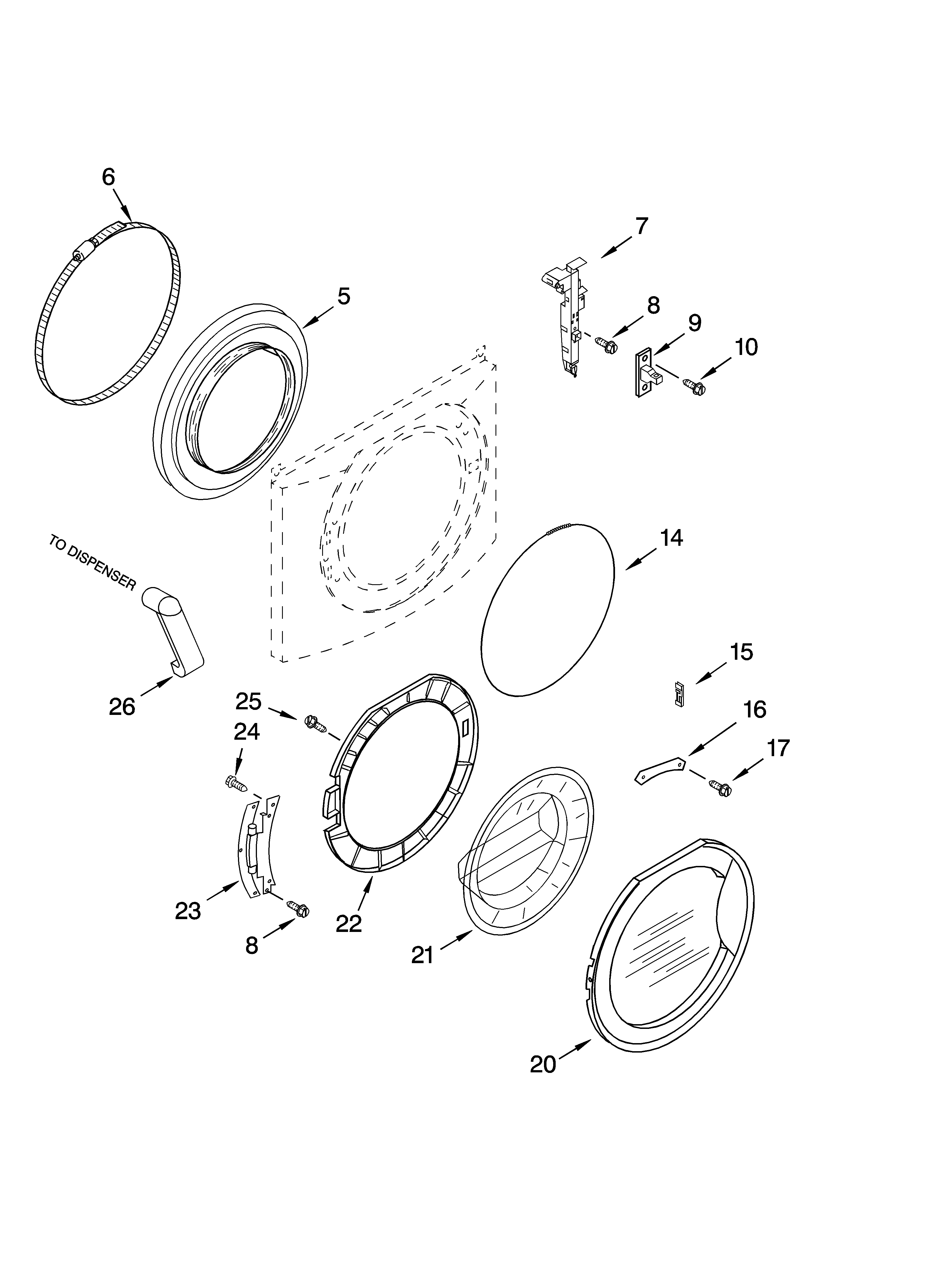 Kenmore Elite 11045872403 door and latch parts diagram