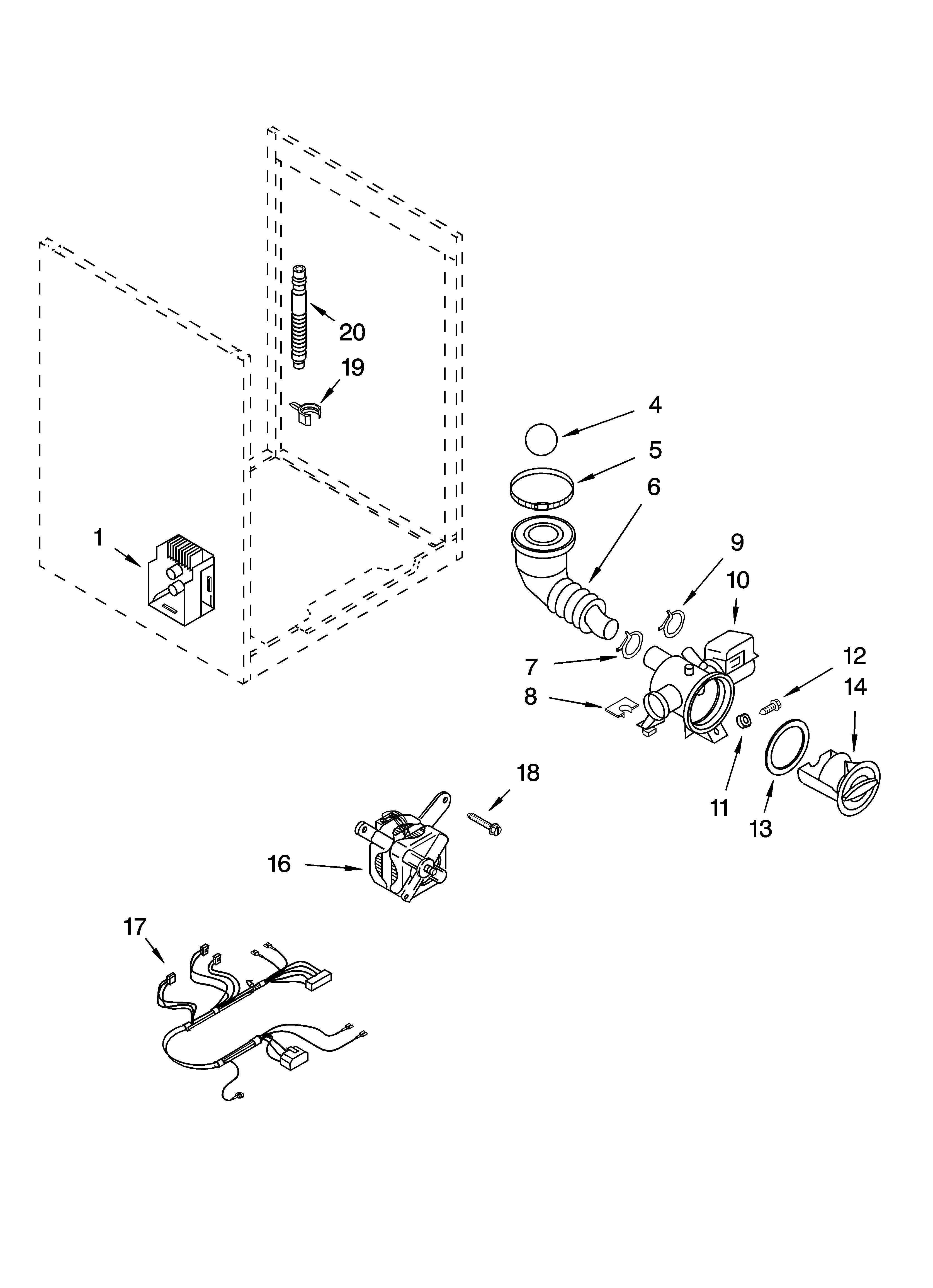 Kenmore Elite 11045872403 pump and motor parts, optional parts (not included) diagram