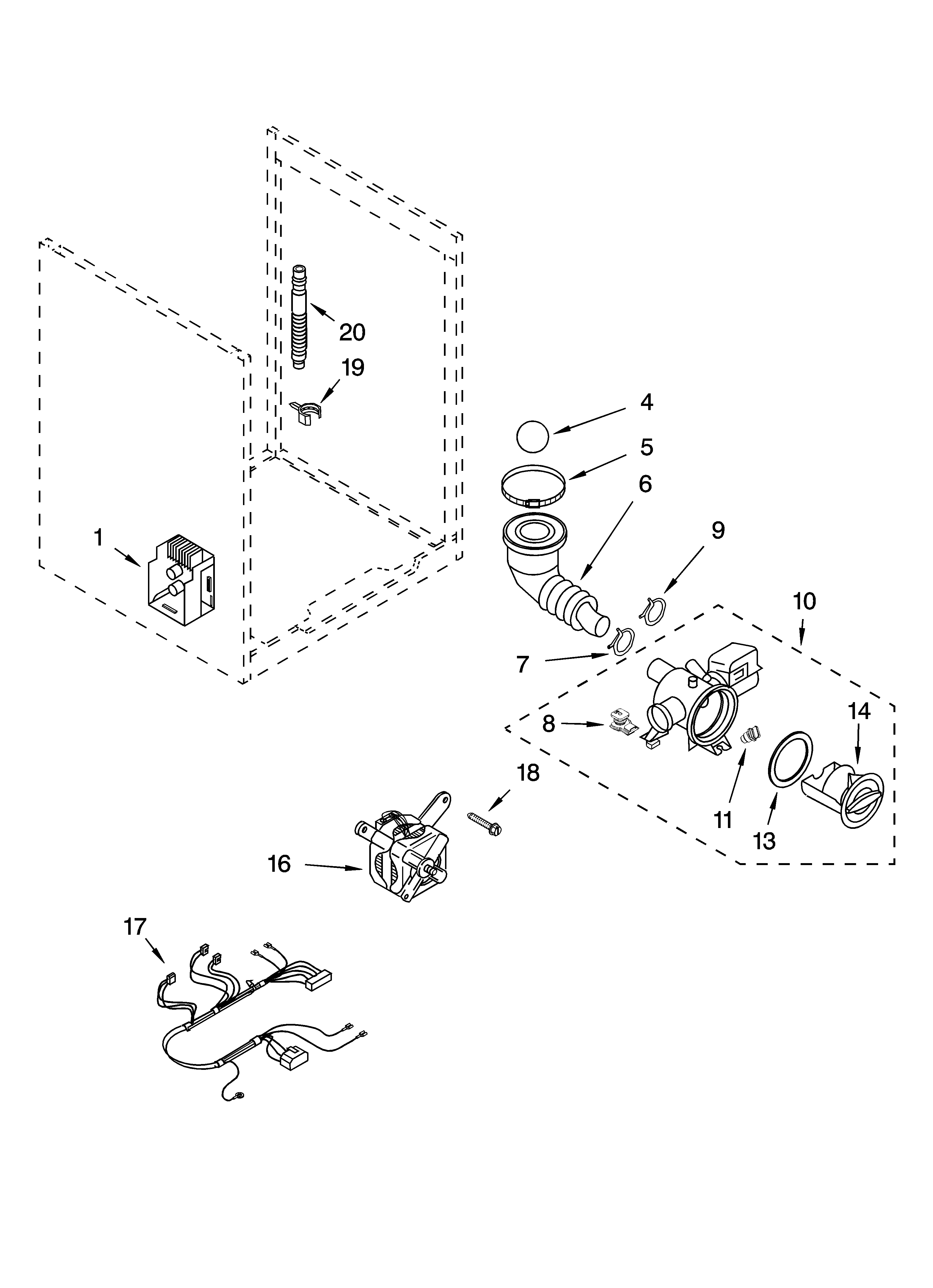 Kenmore Elite 11045872404 pump and motor parts, optional parts (not included) diagram