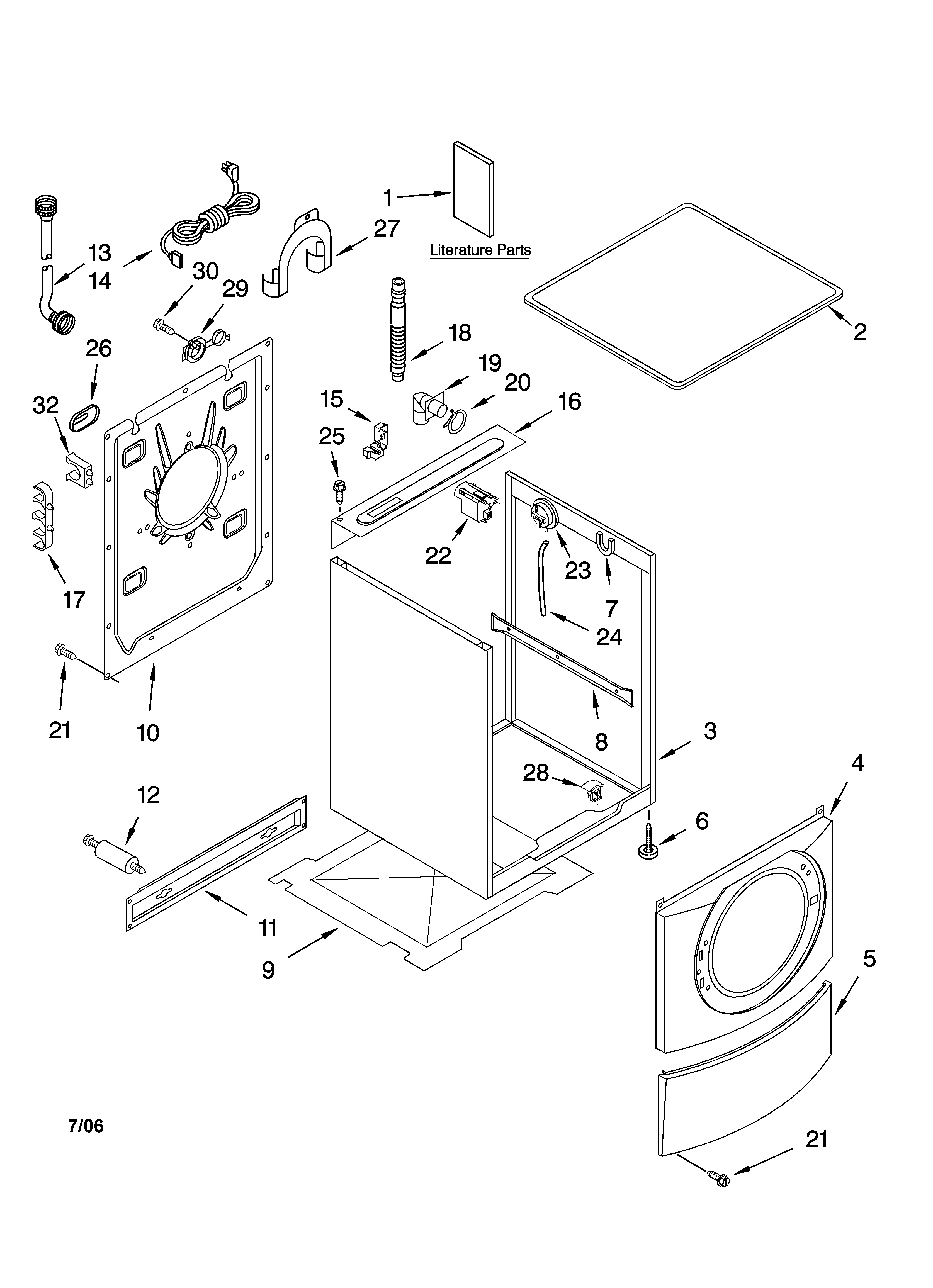 Kenmore Elite 11045962403 top and cabinet parts diagram