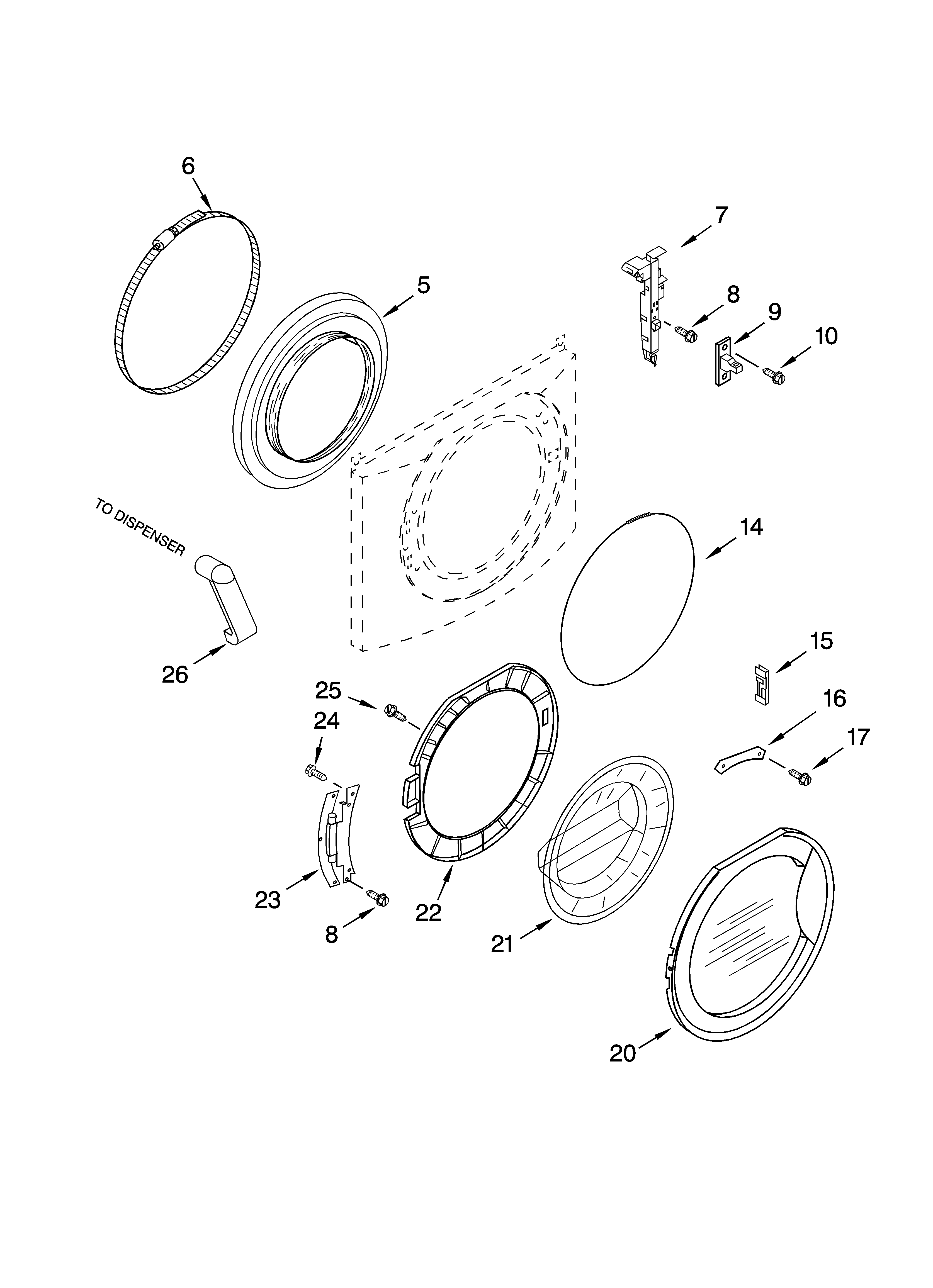 Kenmore Elite 11045962403 door and latch parts diagram
