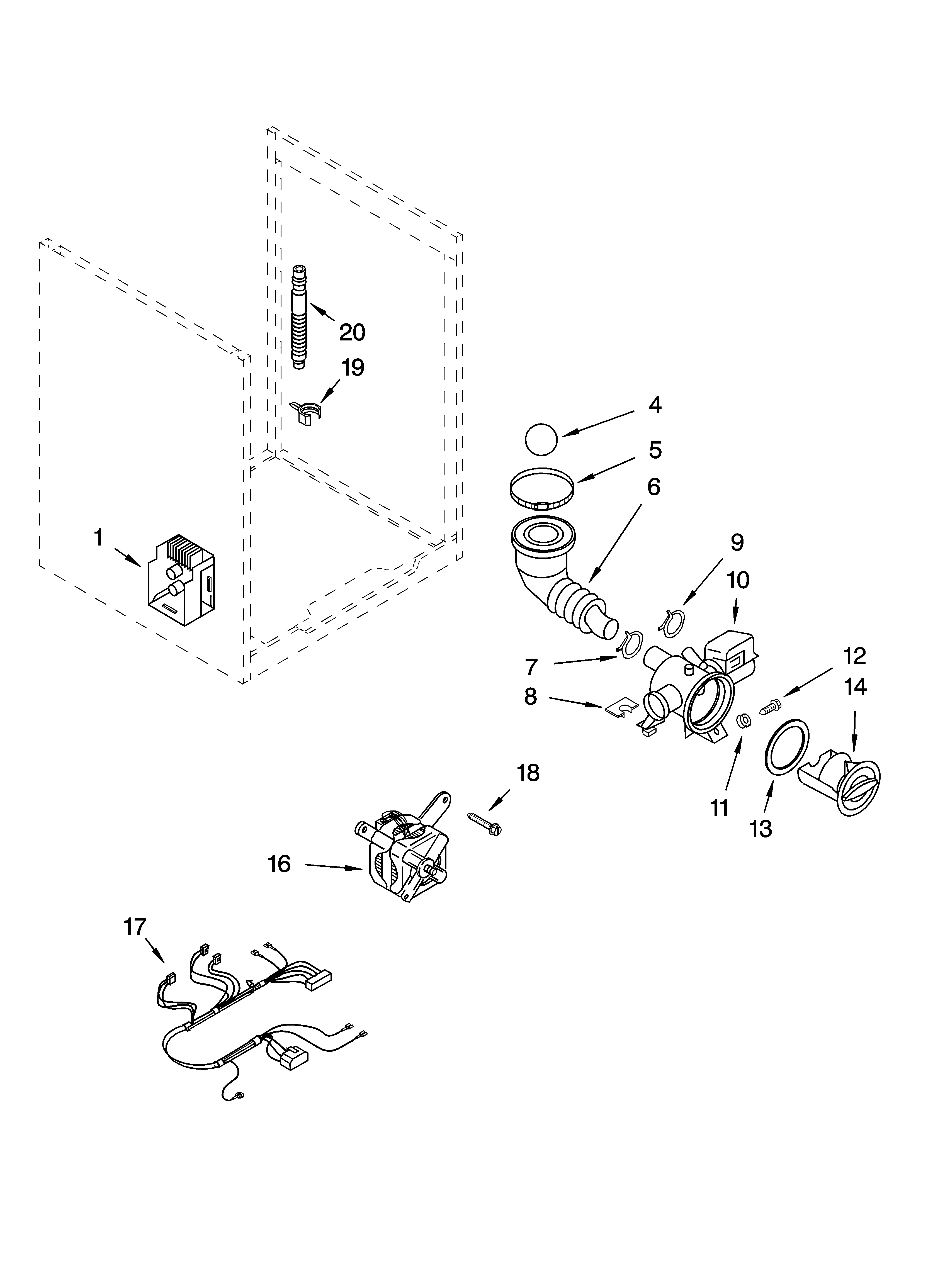 Kenmore Elite 11045962403 pump and motor parts, optional parts (not included) diagram
