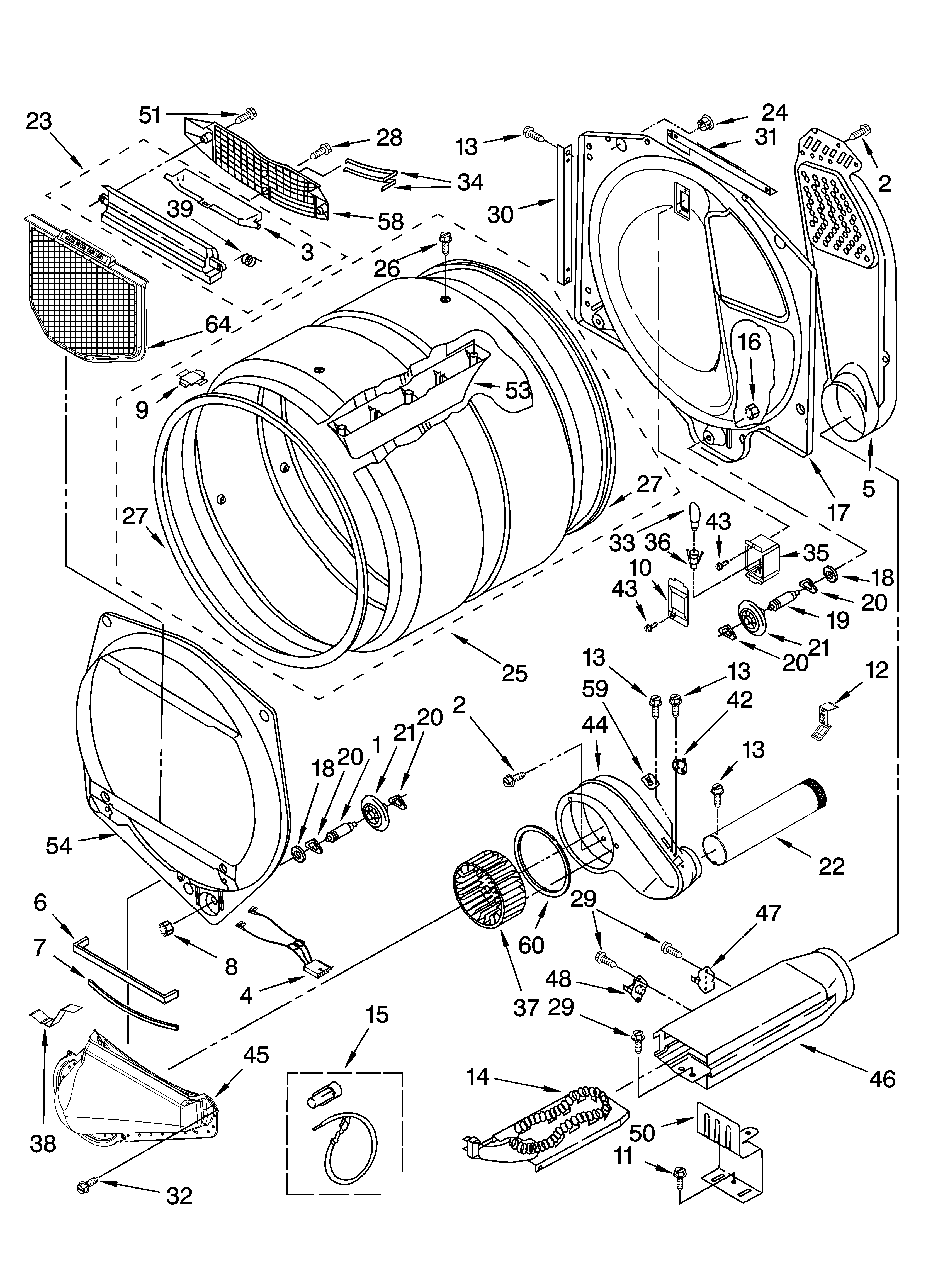 Kenmore Elite 11085089401 bulkhead parts diagram