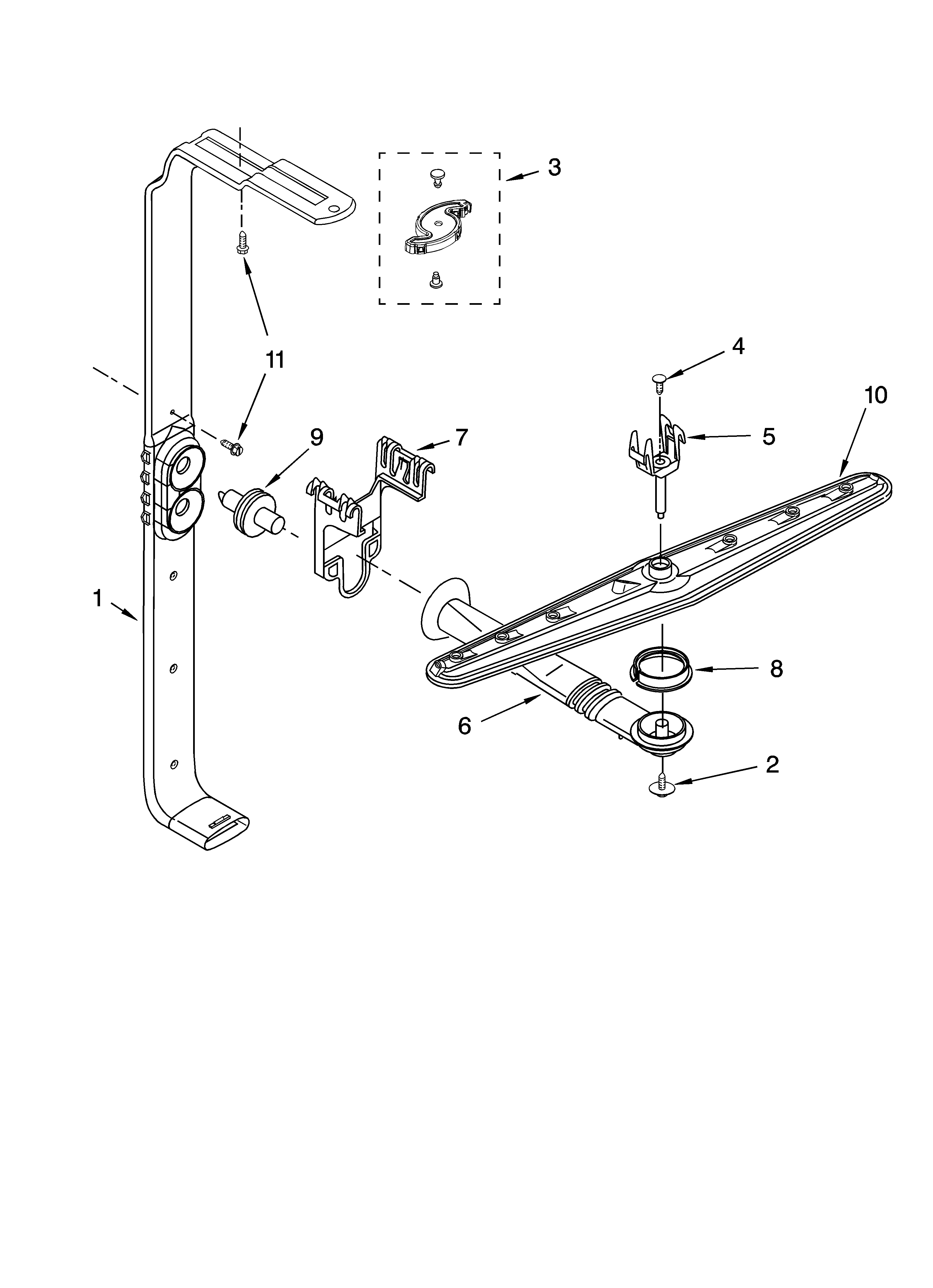 Kenmore 66513223K600 upper wash and rinse parts diagram