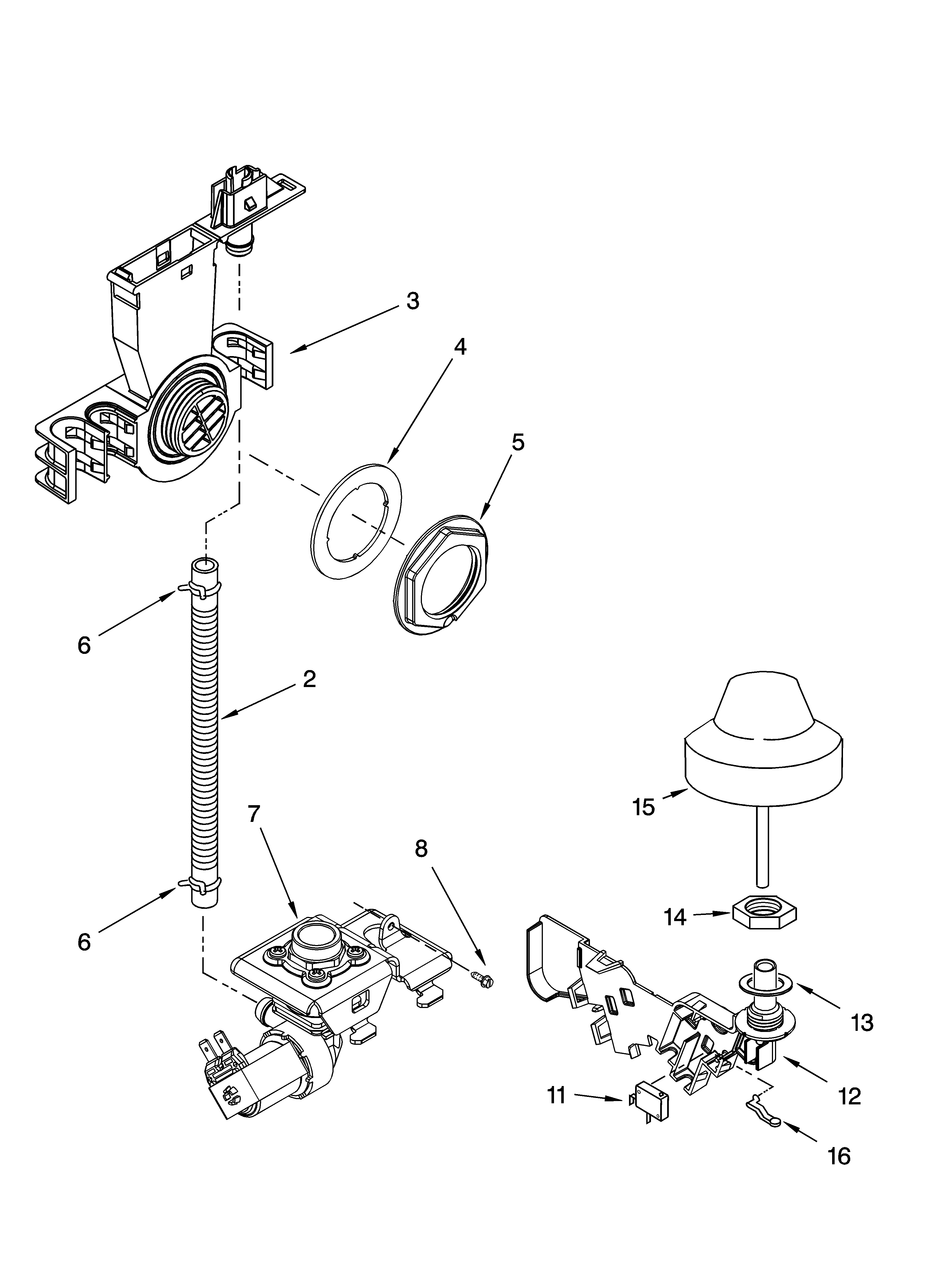 Kenmore Elite 66516263402 fill and overfill parts diagram
