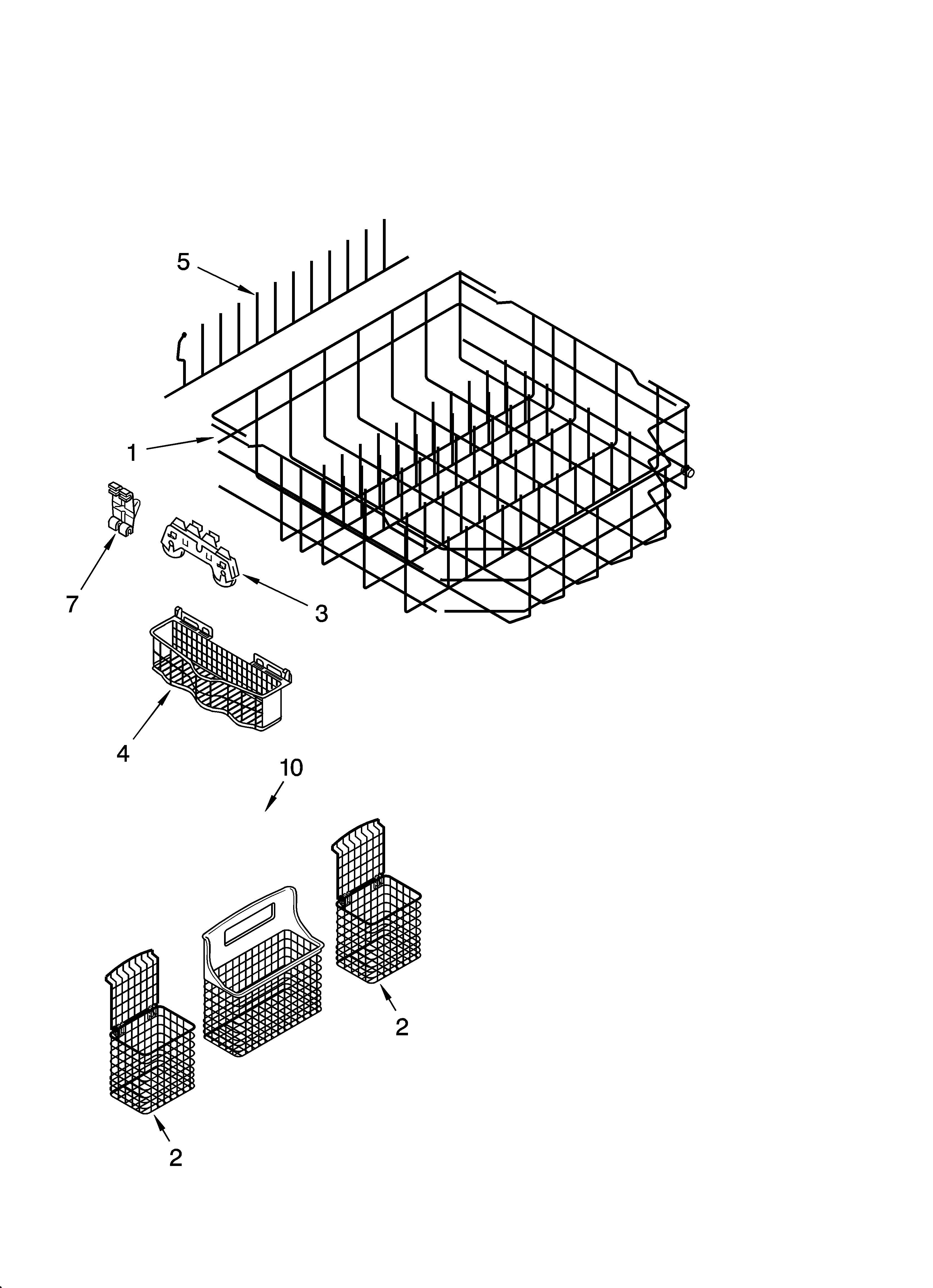 Kenmore Elite 66516263402 lower rack parts, optional parts (not included) diagram