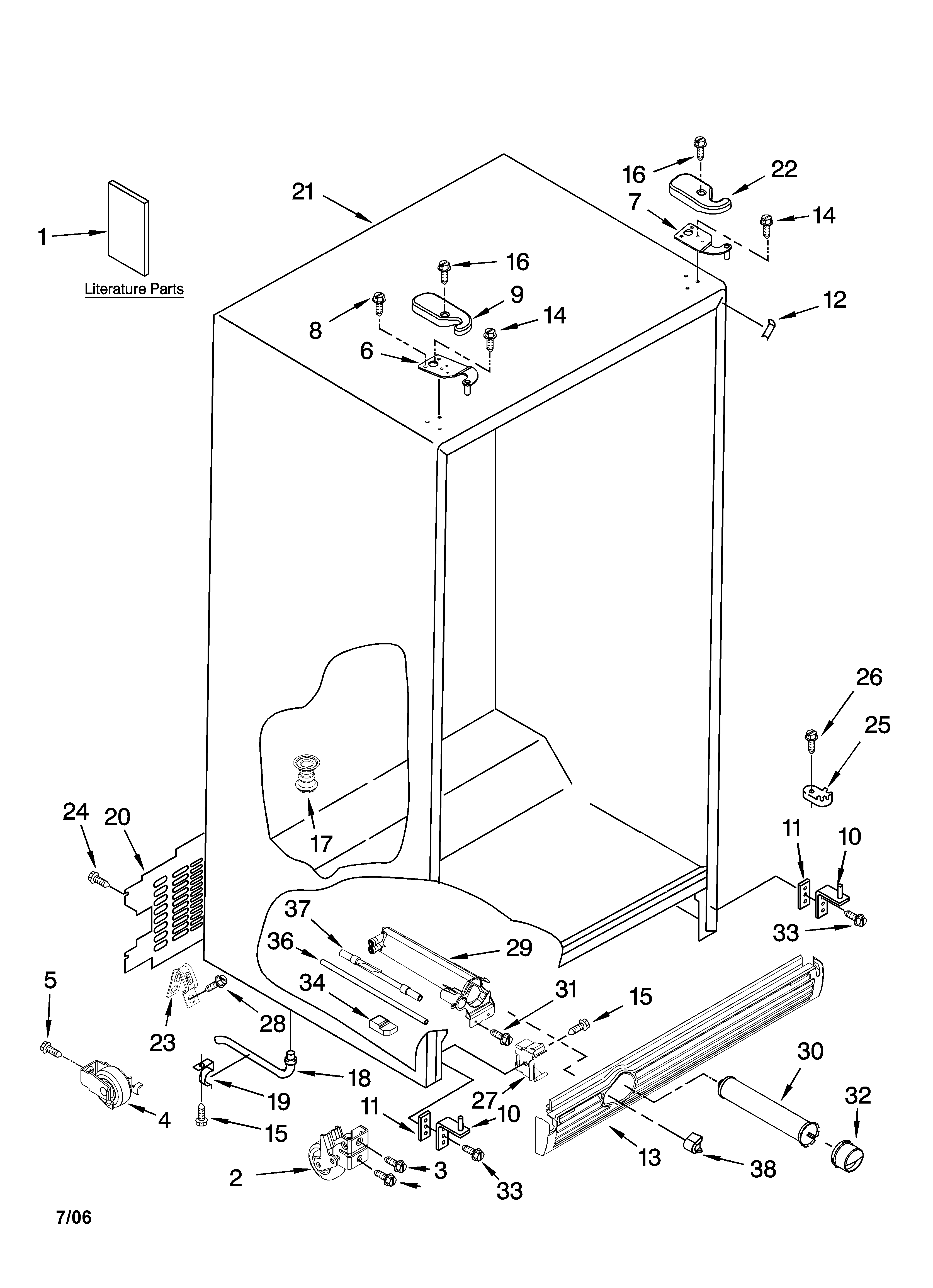 Kenmore 10656726601 cabinet parts diagram