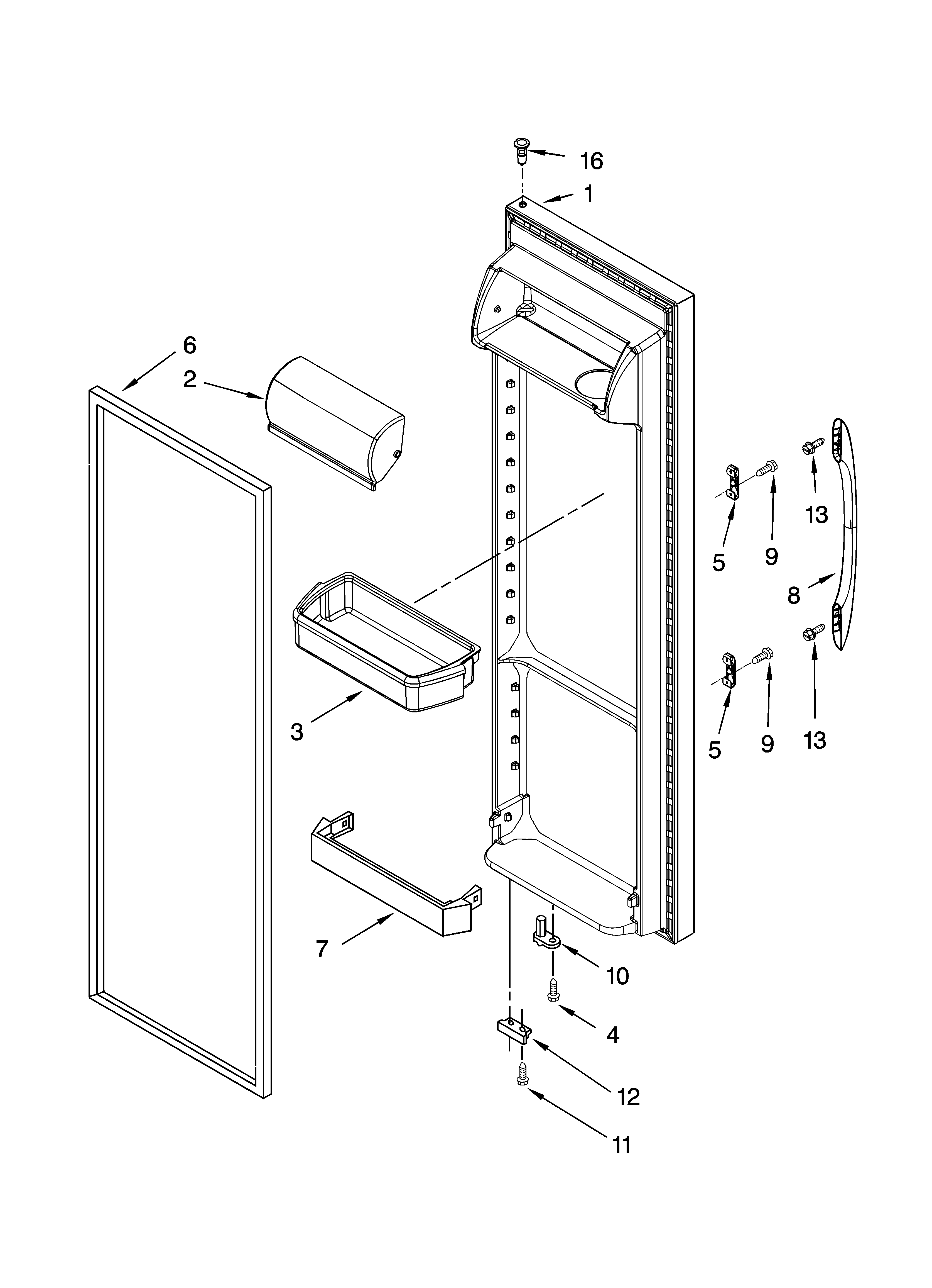 Kenmore 10656726601 refrigerator door parts diagram