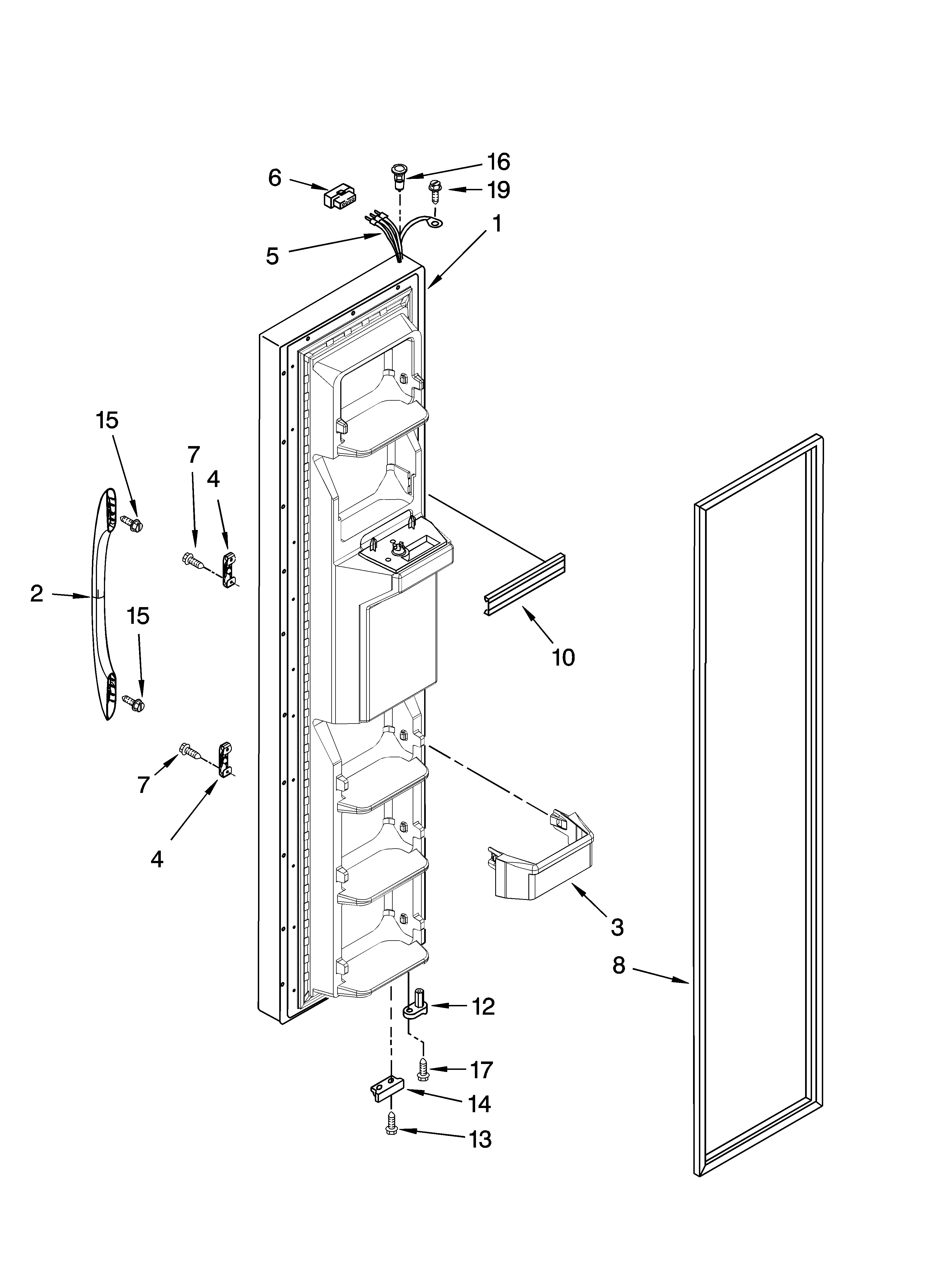 Kenmore 10656726601 freezer door parts diagram