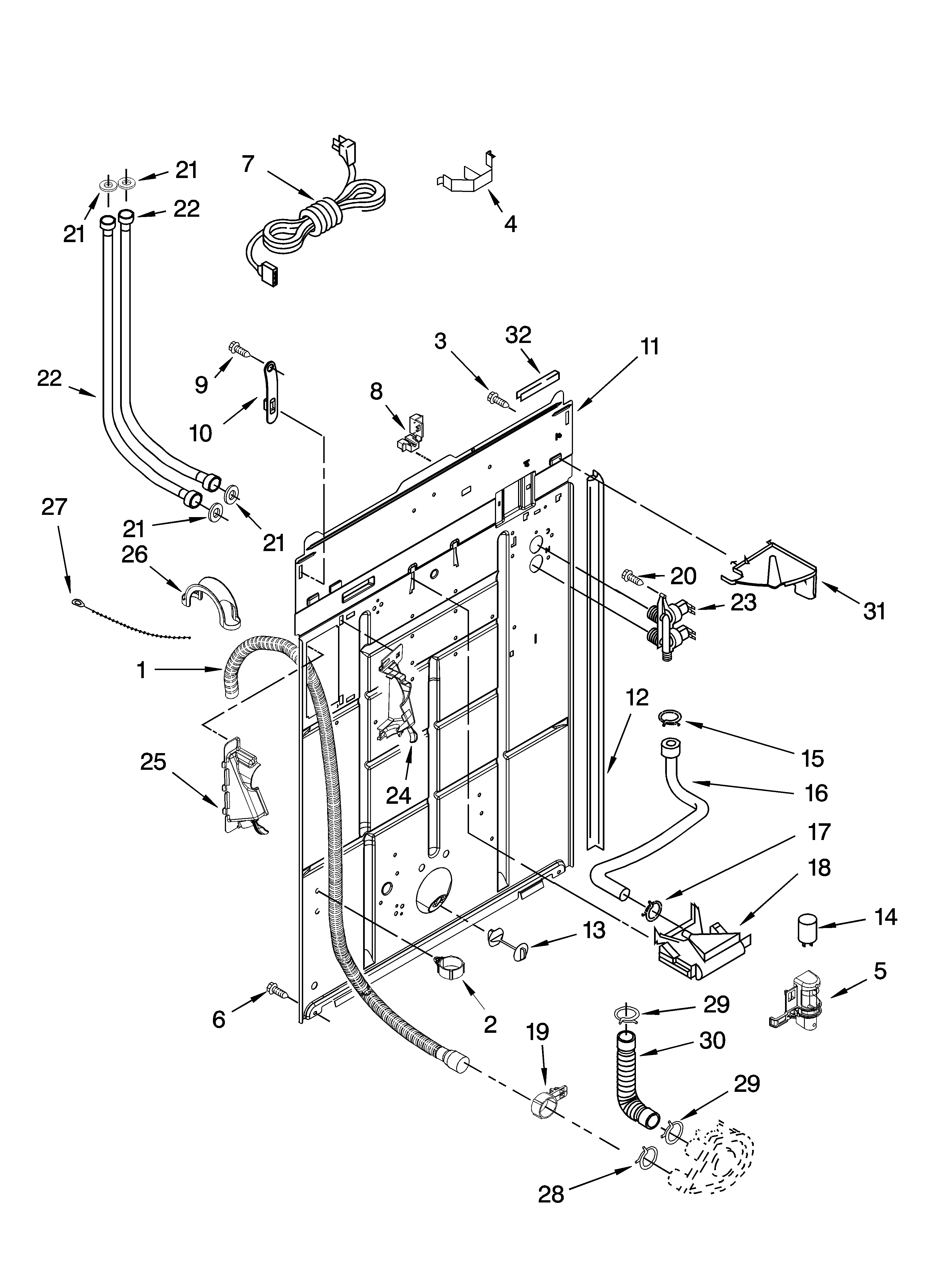 Kenmore 11027721600 rear panel parts diagram