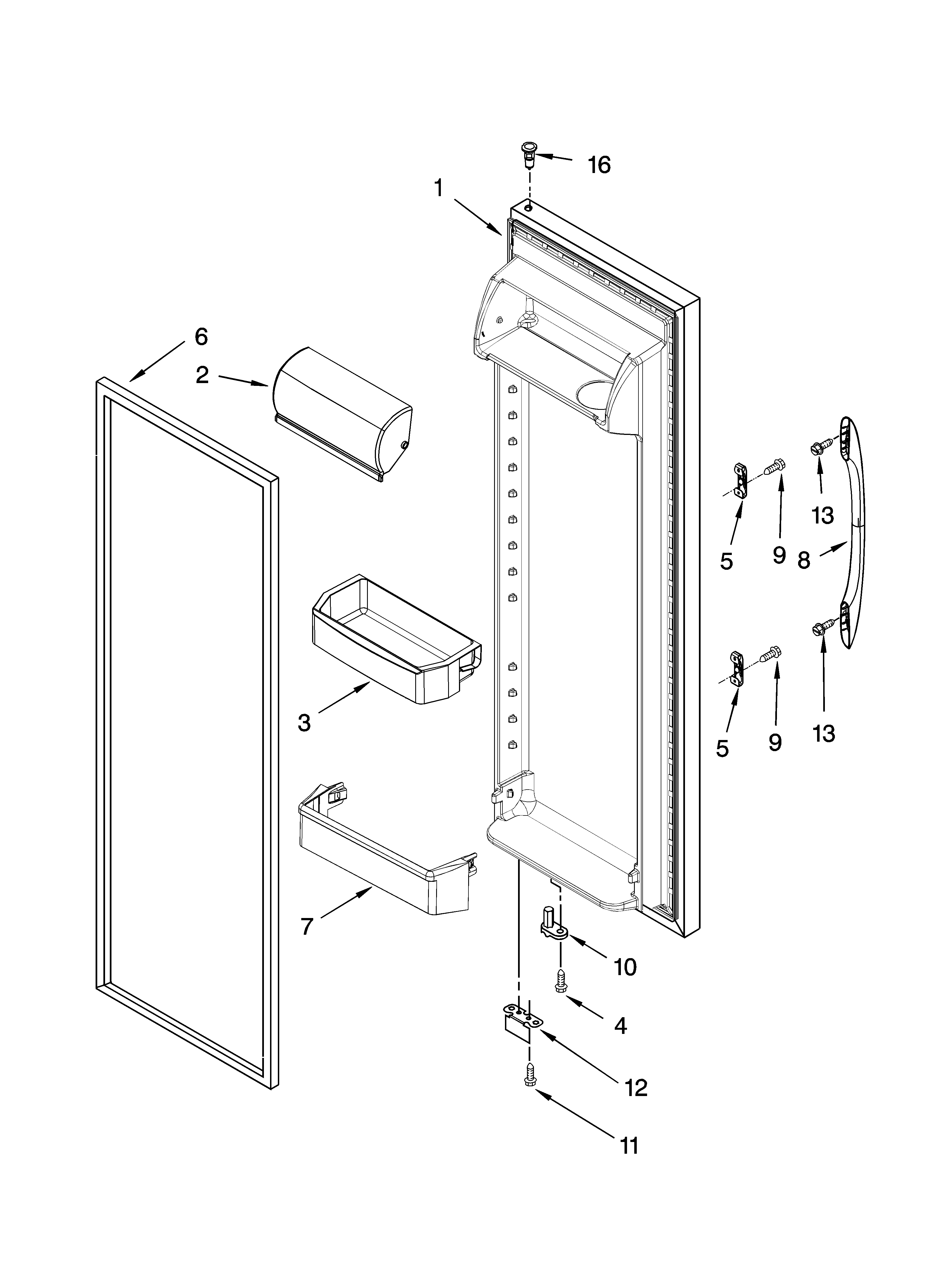 Kenmore 10656796601 refrigerator door parts diagram