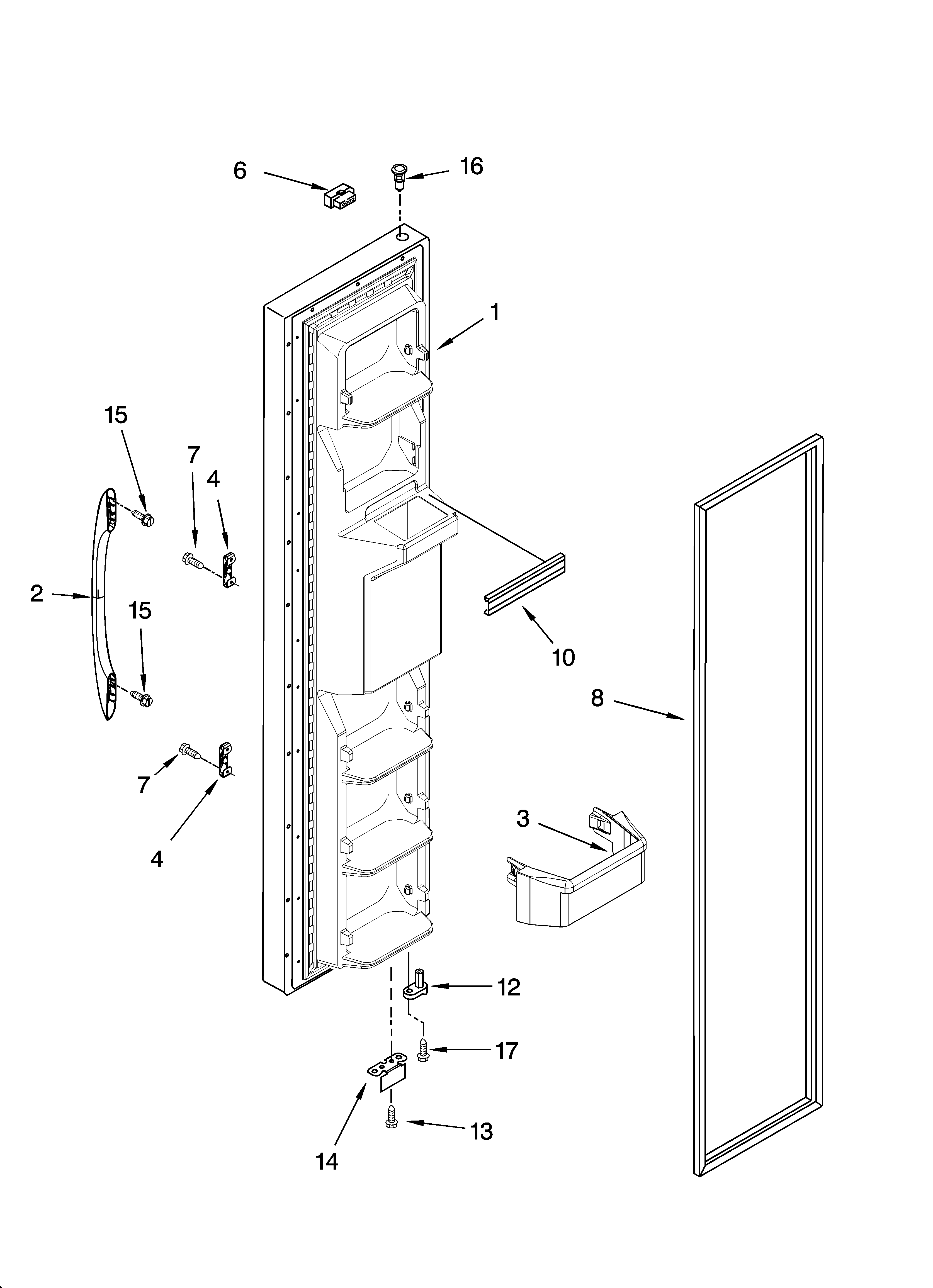 Kenmore 10656796601 freezer door parts diagram