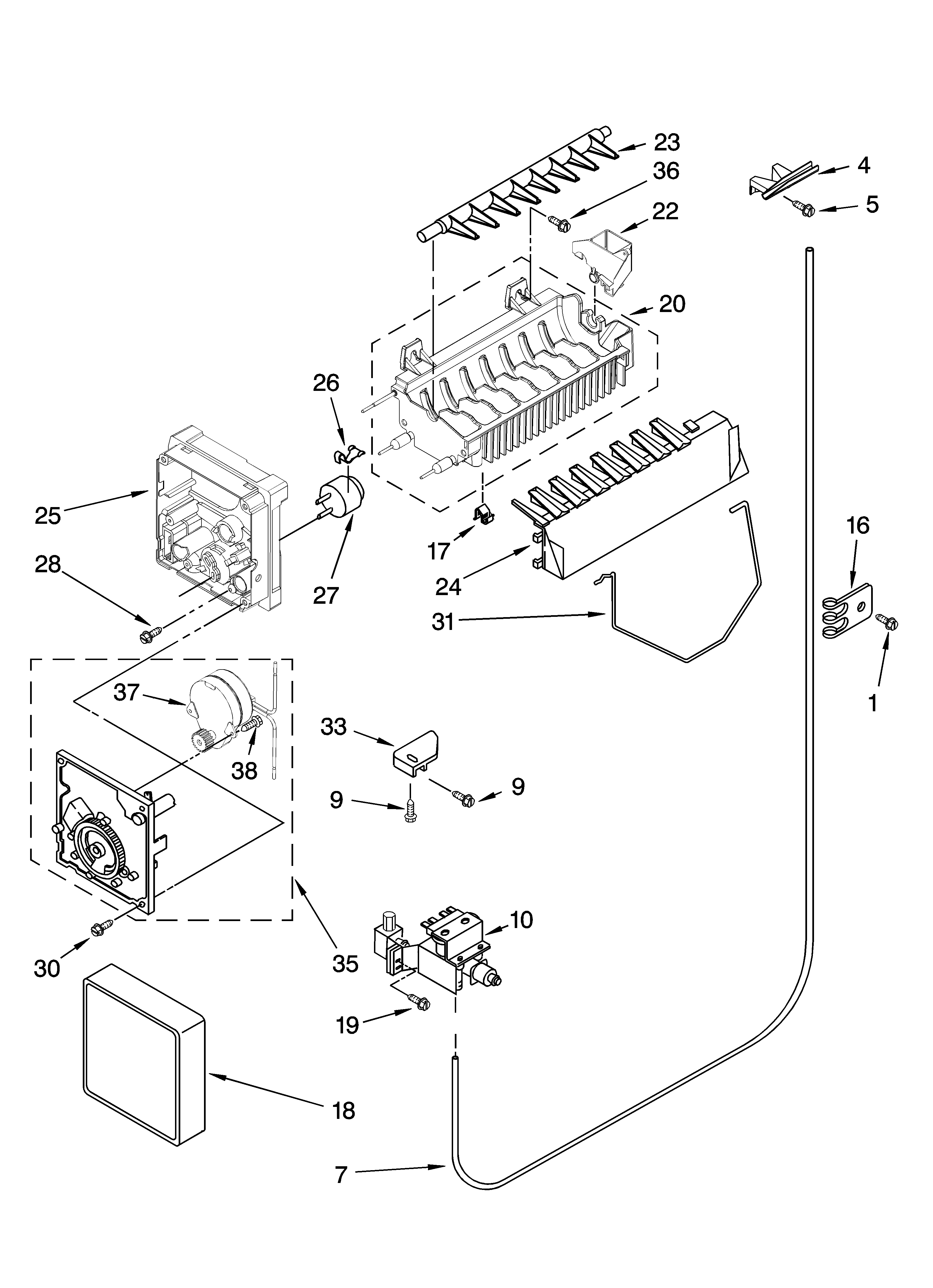 Kenmore 10656796601 icemaker parts, optional parts (not included) diagram